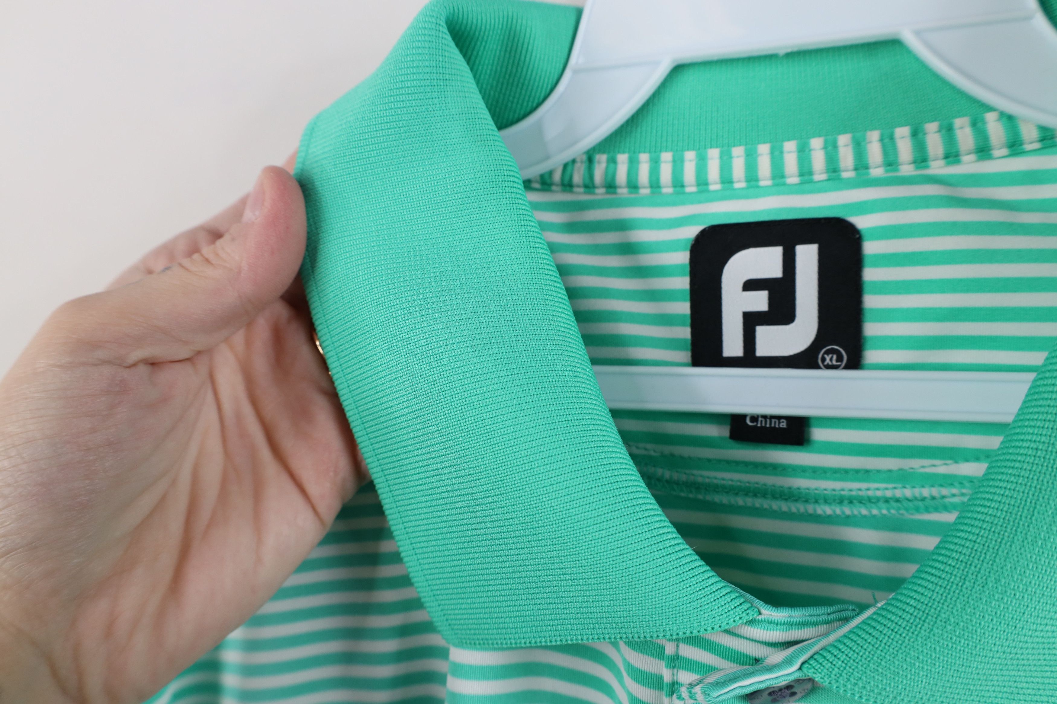Footjoy FootJoy Logo Stretch Striped Collared Golf Polo Shirt Green Size US XL / EU 56 / 4 - 6 Thumbnail