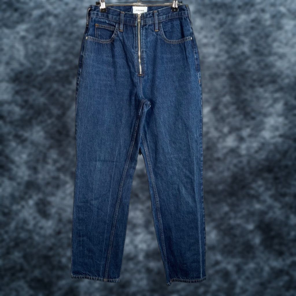 Frame FRAME Jeans Womens Size 27 High-Waist Slim Fit Blue Denim Straight 5-Pocket Womens Jeans Size 27" / US 4 / IT 40 - 1 Thumbnail