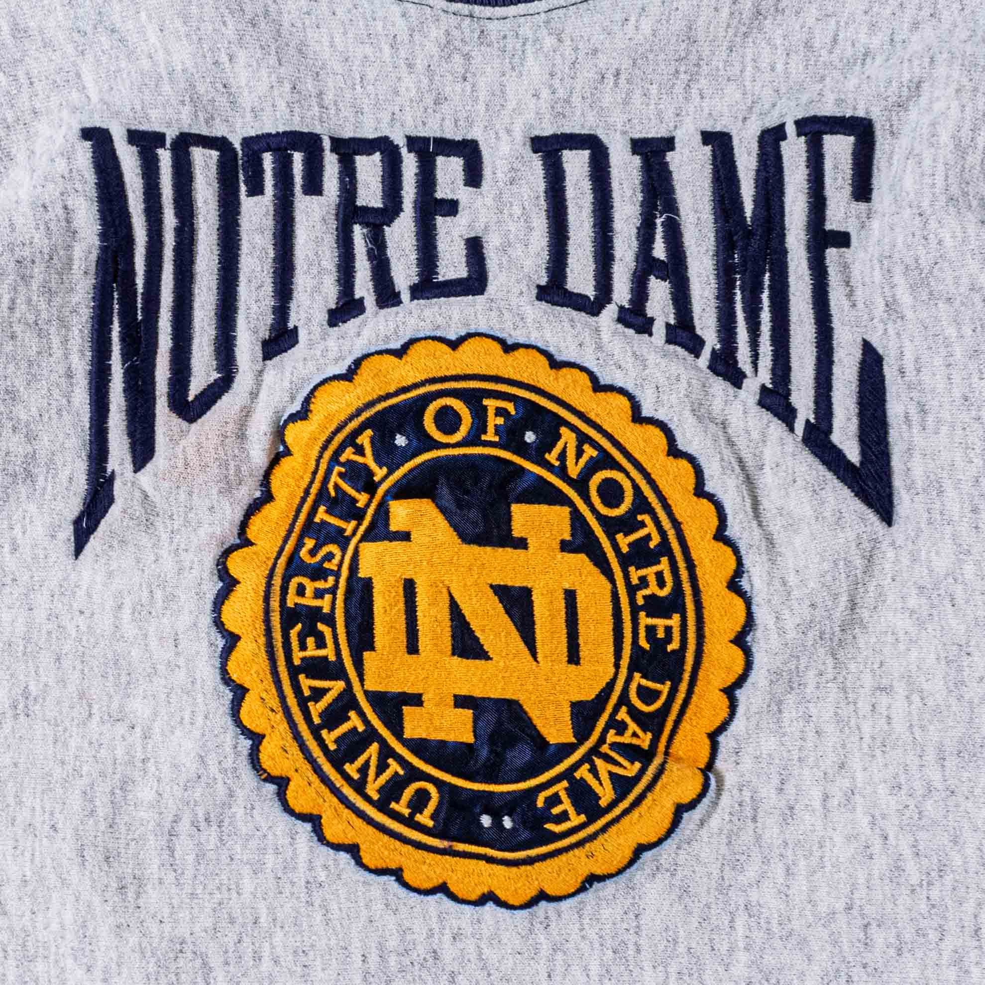 Vintage VTG 90s Notre Dame Sweatshirt The Game Ringer Distressed Size US L / EU 52-54 / 3 - 4 Thumbnail
