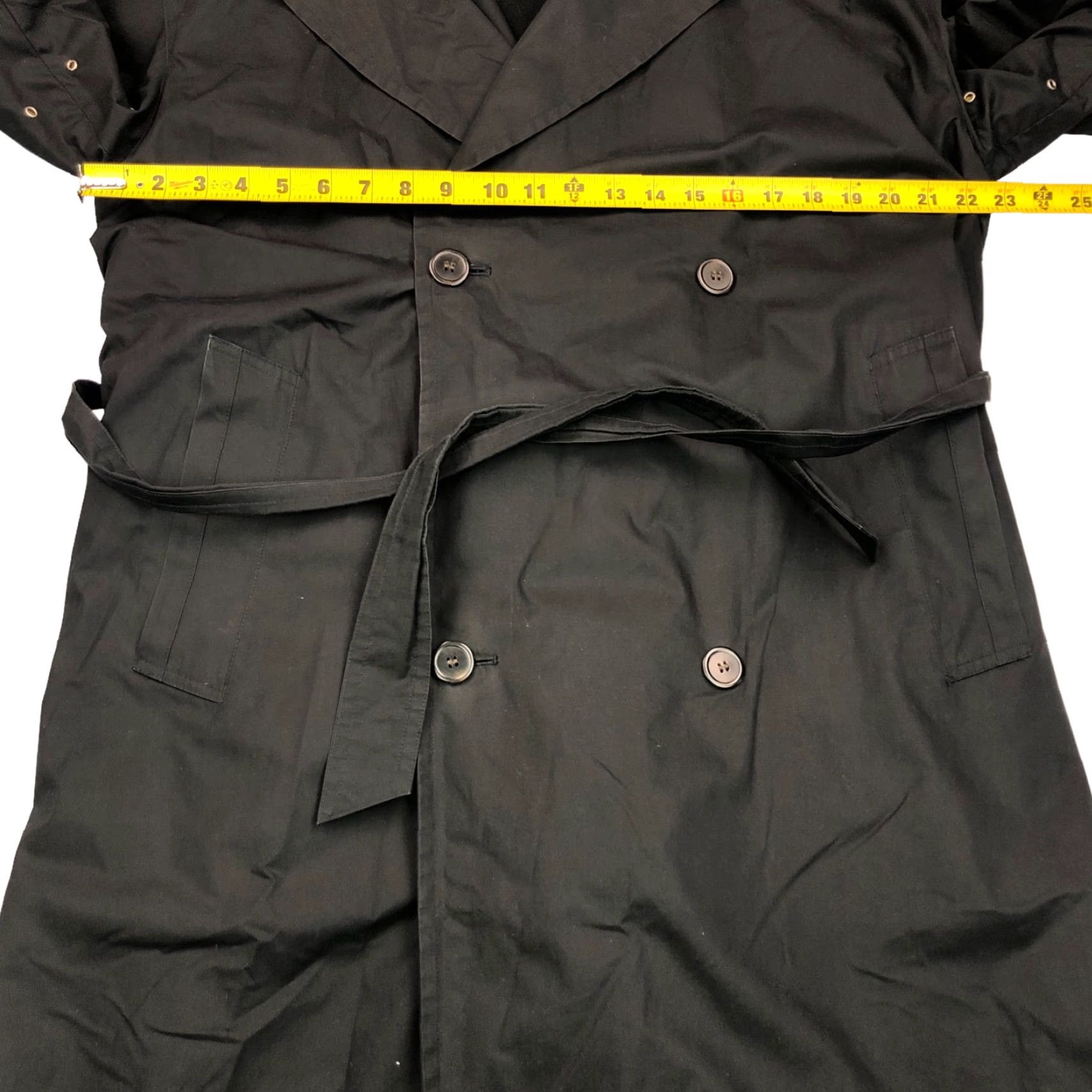 Vintage Sanyo Women's Coat Double-Breasted Belted Black MEDIUM Size M / US 6-8 / IT 42-44 - 5 Thumbnail