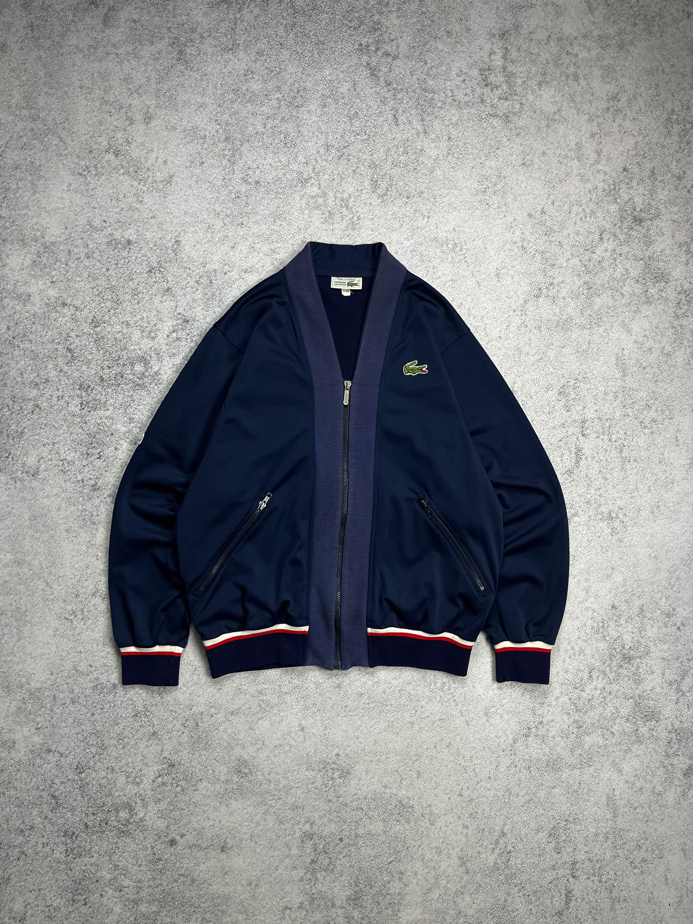 image of 80's Made In France Lacoste Track Jacket in Dark Navy, Men's (Size Medium)