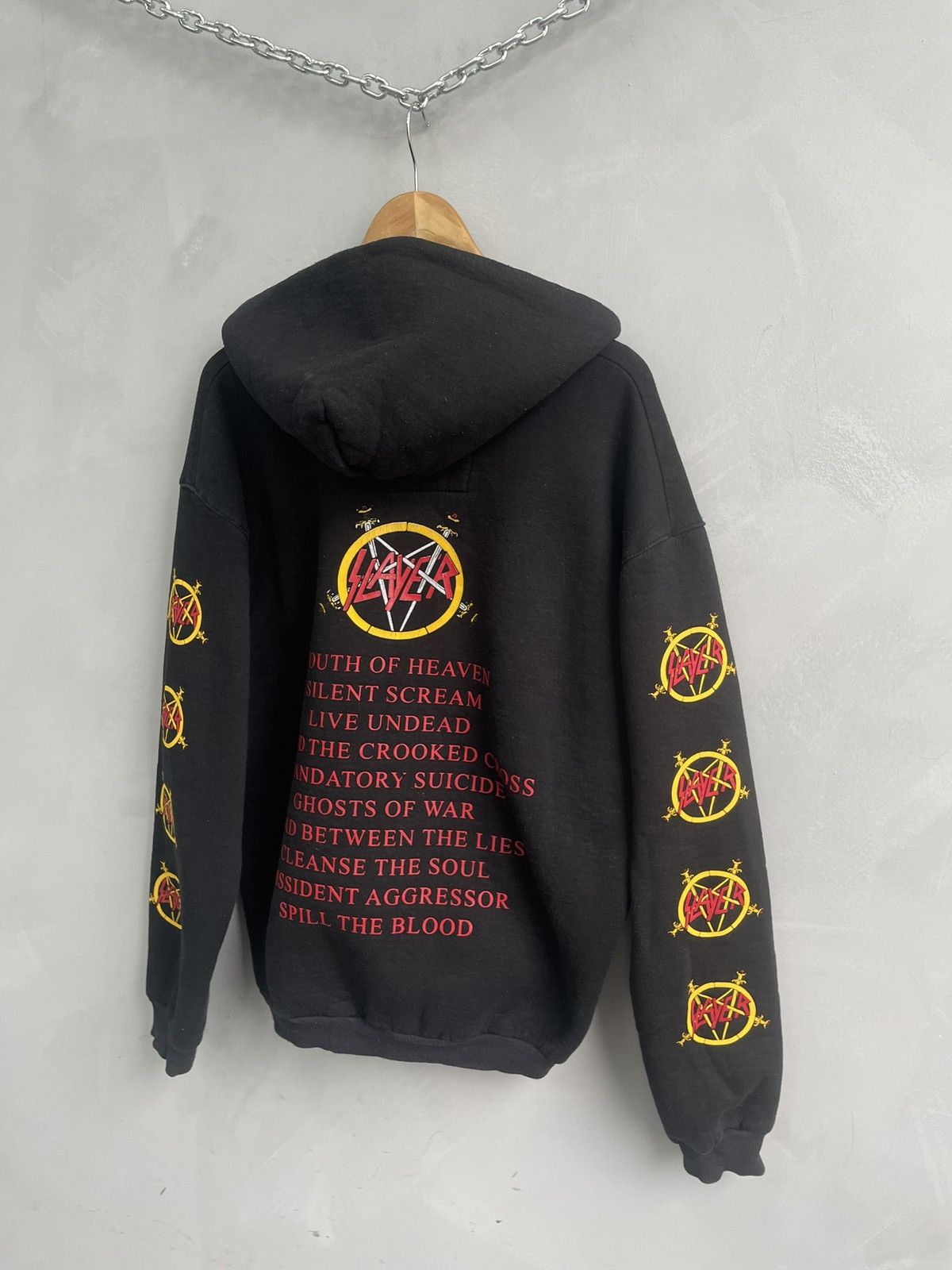 Slayer Rare 90s Slayer boxy rock hoodie opium overprint Size US XL / EU 56 / 4 - 7 Thumbnail