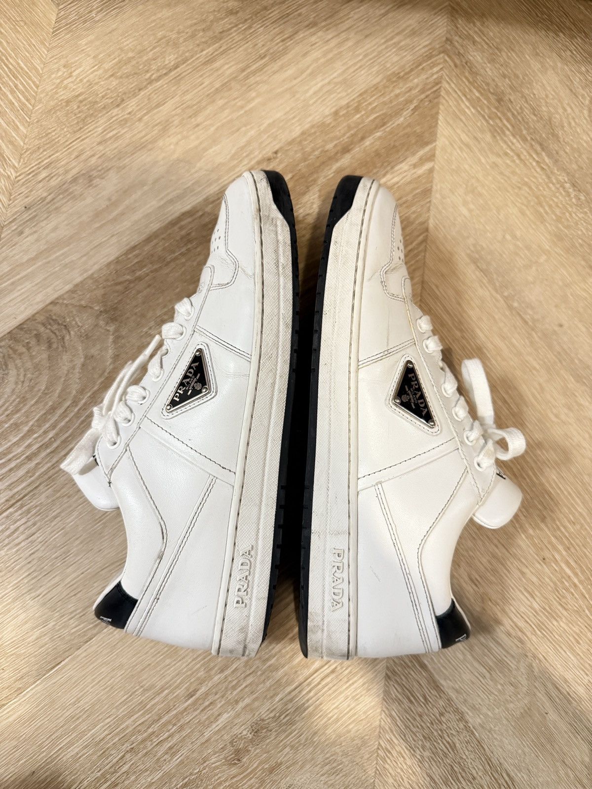Prada PRADA Downtown Leather Sneaker in White Size US 7.5 / EU 40-41 - 4 Thumbnail