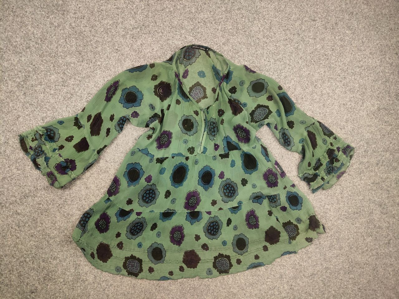 Gudrun Sjoden Gudrun Sjödén Floral print green Light blouse tunic Size XL / US 12-14 / IT 48-50 - 8 Thumbnail