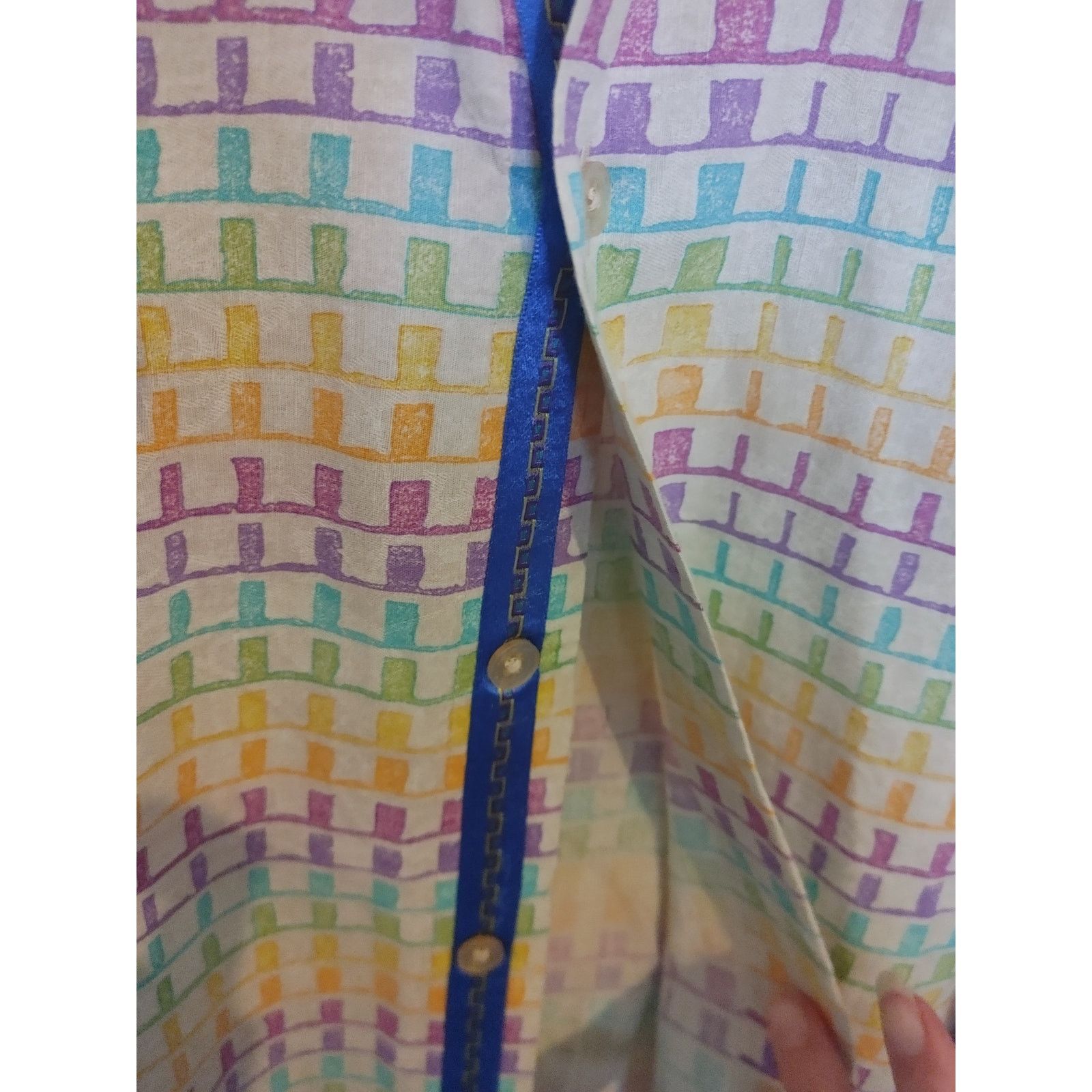 Robert Graham Robert Graham Men's Shirt Button Geometric Medium Linen Size US M / EU 48-50 / 2 - 6 Thumbnail