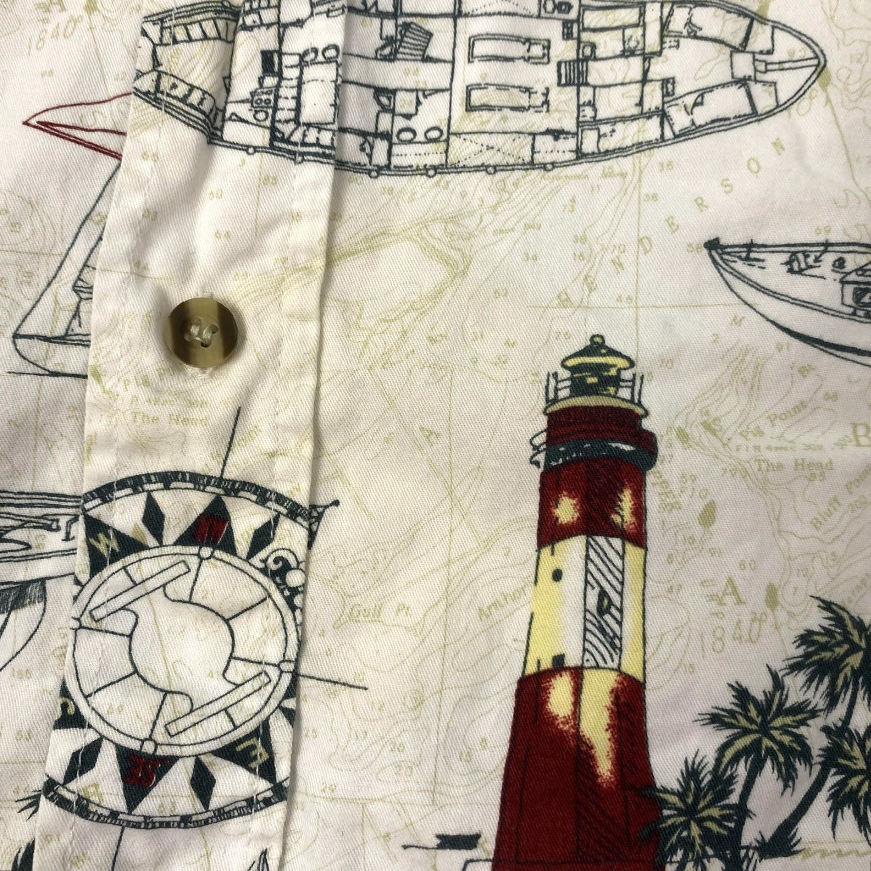 Nautica MICHAEL AUSTIN Nautical Graphic Print Button-Up Shirt Mens 2XL White Short Sleeve Size US XXL / EU 58 / 5 - 2 Thumbnail