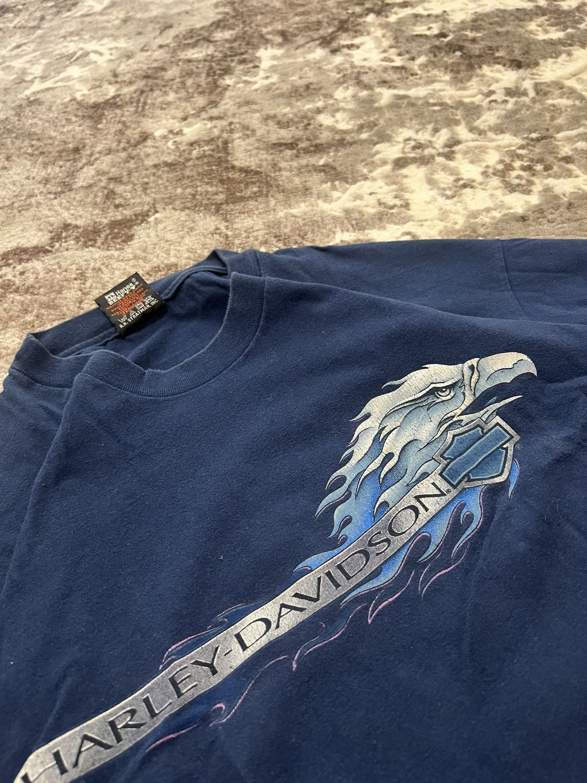 Harley Davidson × Vintage Vintage🔥1999 Harley Davidson Blue Fire Eagle logo T-shirt Size US XL / EU 56 / 4 - 4 Thumbnail