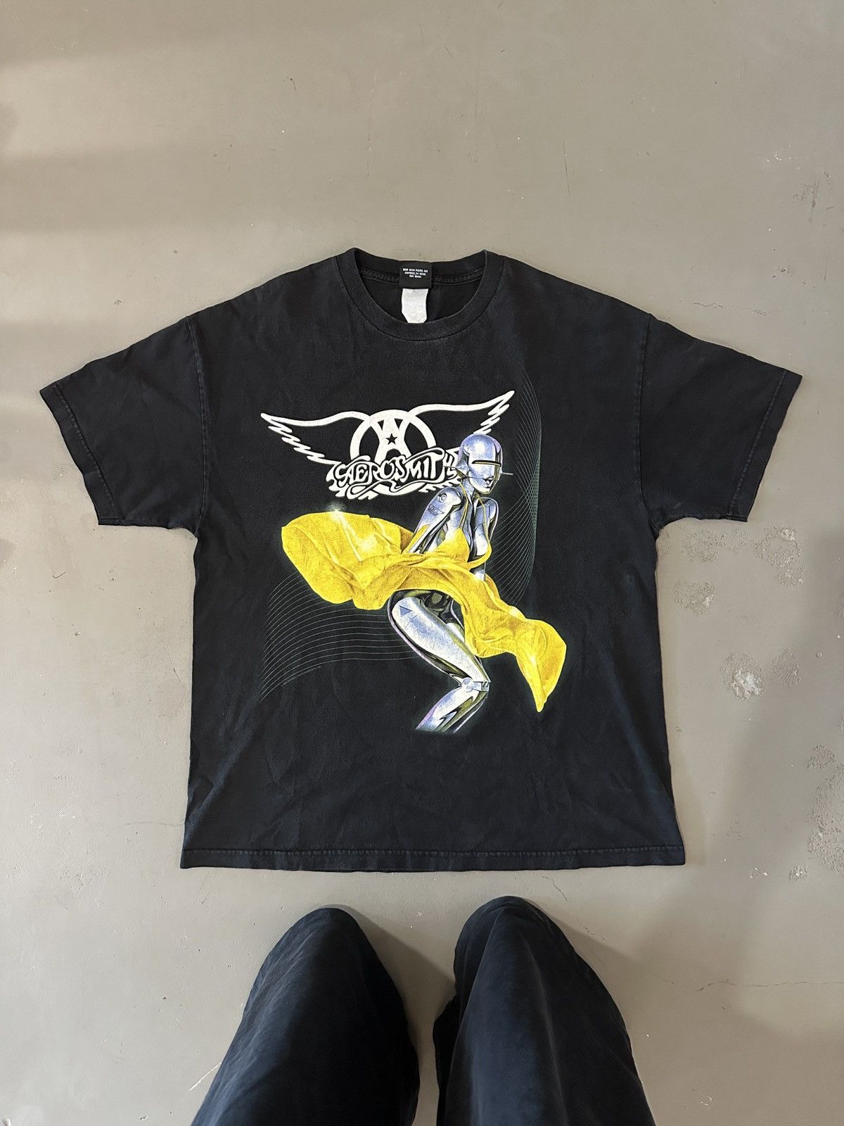 Image of Band Tees x Vintage Aerosmith Just Push Play Band Tee in Black, Men's (Size XL)