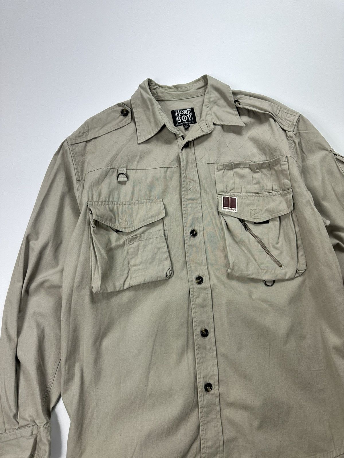 Japanese Brand Home Boy Multi Pocket Shirt Men's Beige Logo Size US M / EU 48-50 / 2 - 6 Thumbnail