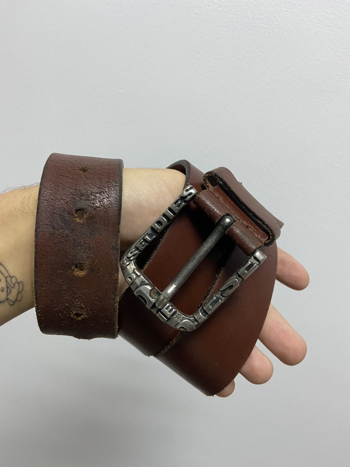 Diesel × Vintage Diesel Belt Vintage 100% Leather Avant Garde Y2K Style Logo Size ONE SIZE - 2 Thumbnail