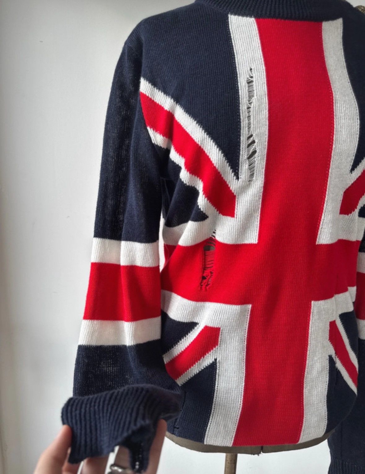 Balmain × Pierre Balmain Balmain SS16 Runway Distressed Union Jack Knit Sweater Size US M / EU 48-50 / 2 - 5 Thumbnail