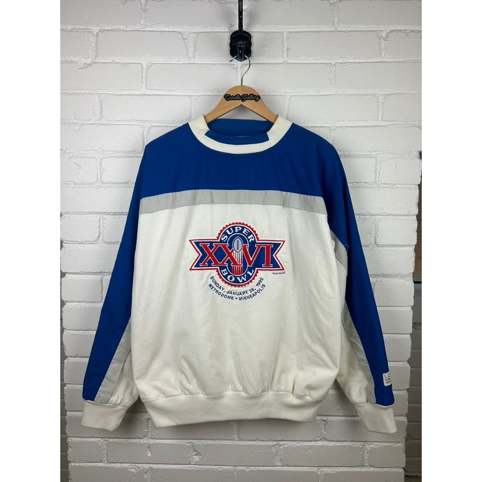 NFL Vintage 1992 Super Bowl XXVI NFL Sweatshirt Size L 90s Size US L / EU 52-54 / 3 - 1 Thumbnail