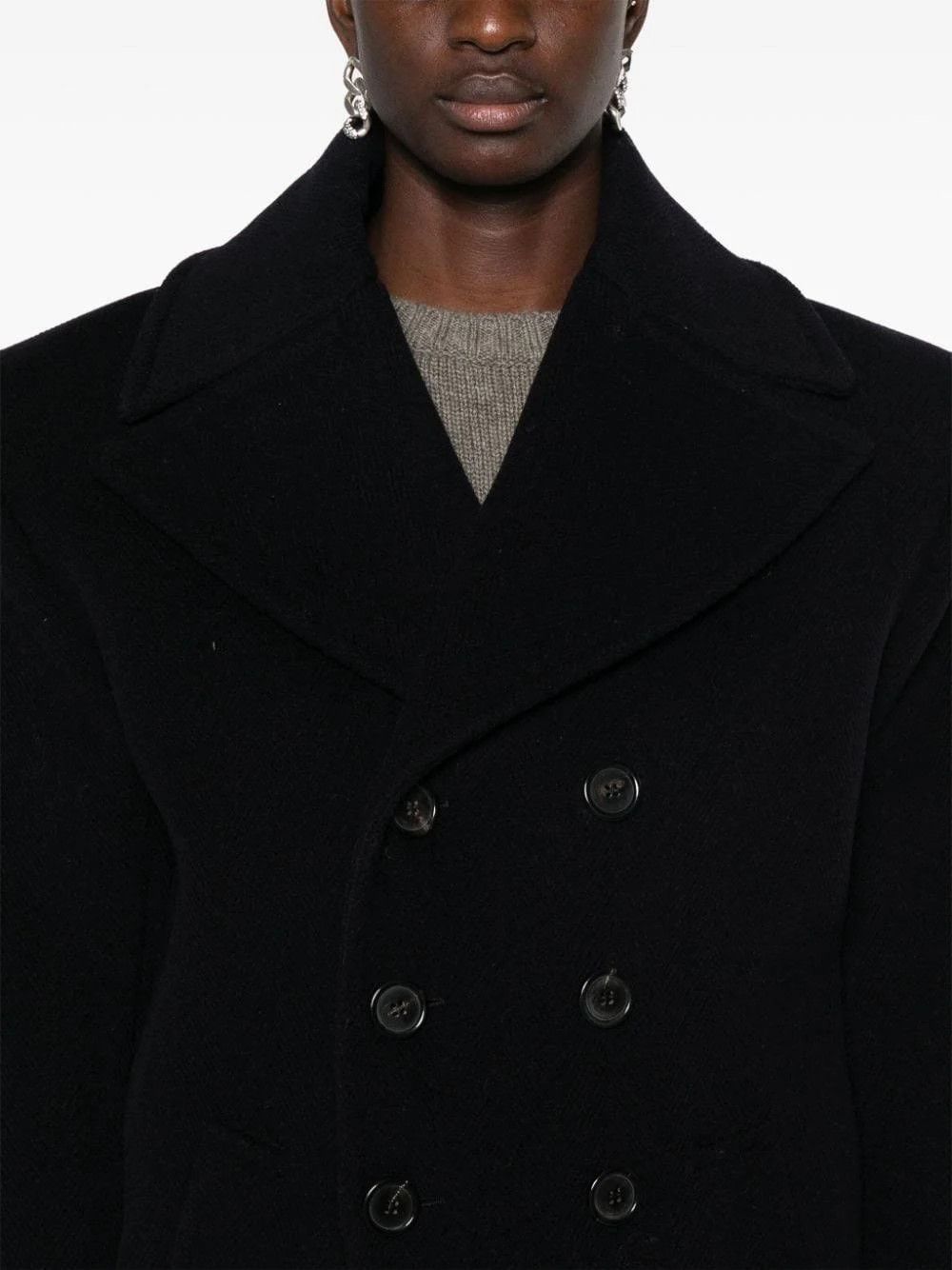 Saint Laurent Paris o1bcso1str1124 Double Breasted Wool Coat in Black Size XL / US 12-14 / IT 48-50 - 3 Thumbnail