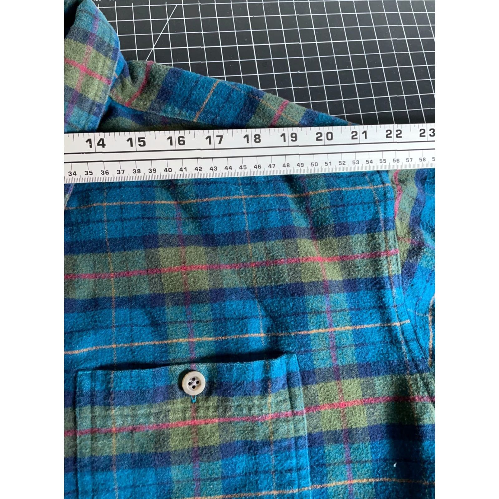 Vintage L.L. Bean Chamois Cloth Shirt Mens 2XL Tall Blue Green Plaid Workwear Shirt Size US XXL / EU 58 / 5 - 7 Thumbnail