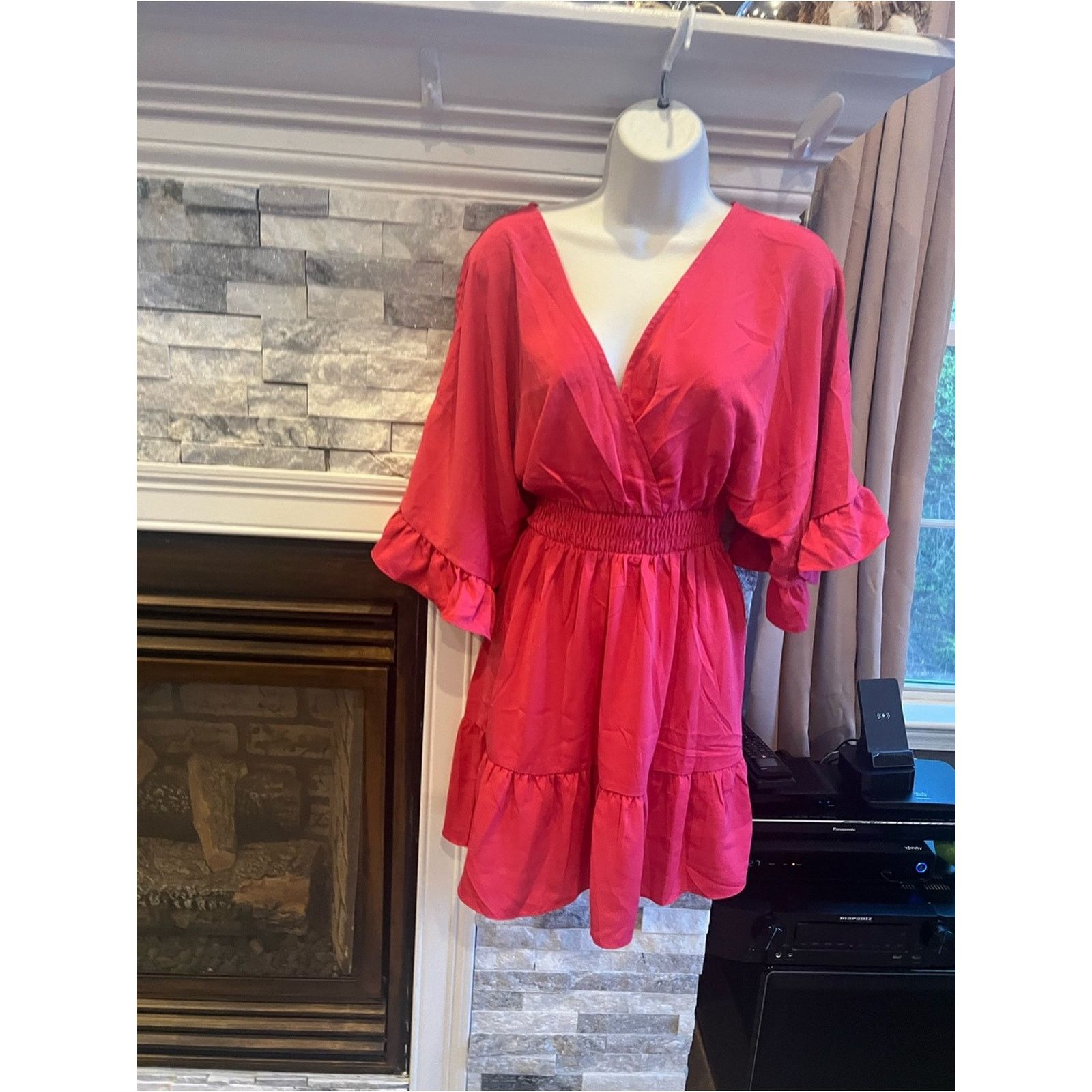 & Other Stories Women’s Hot Pink V-Neck Mini Dress – Size S – NWOT Size S / US 4 / IT 40 - 7 Thumbnail