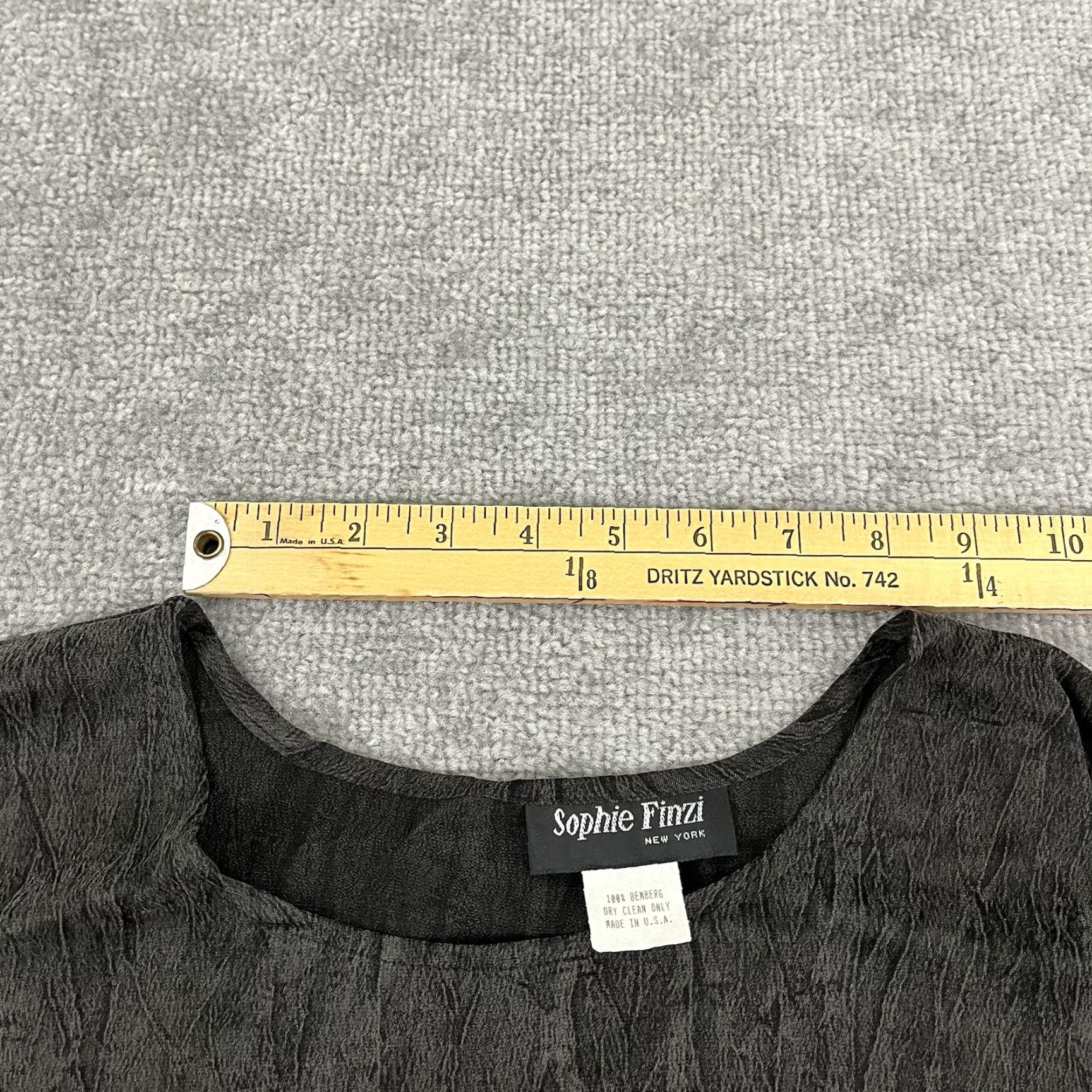 Vintage SOPHIE FINZI Shirt Womens S/M Gray 100% Bemberg Rayon Crew Pullover Top 44" Bust Size M / US 6-8 / IT 42-44 - 6 Thumbnail