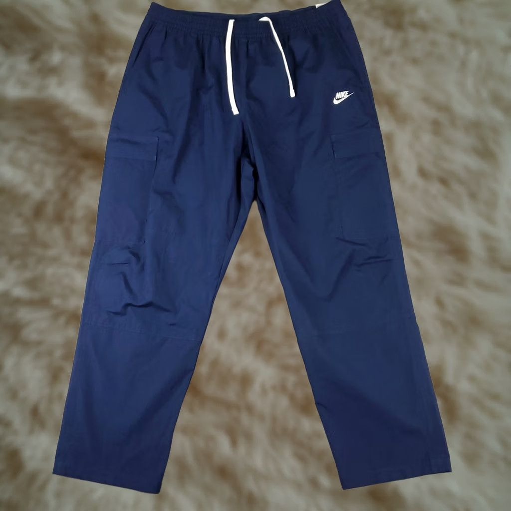 Nike Nike Pants Mens 2XL 36x30 Blue Cargo Drawstring Cotton Slash Pockets Size US 39 - 1 Thumbnail