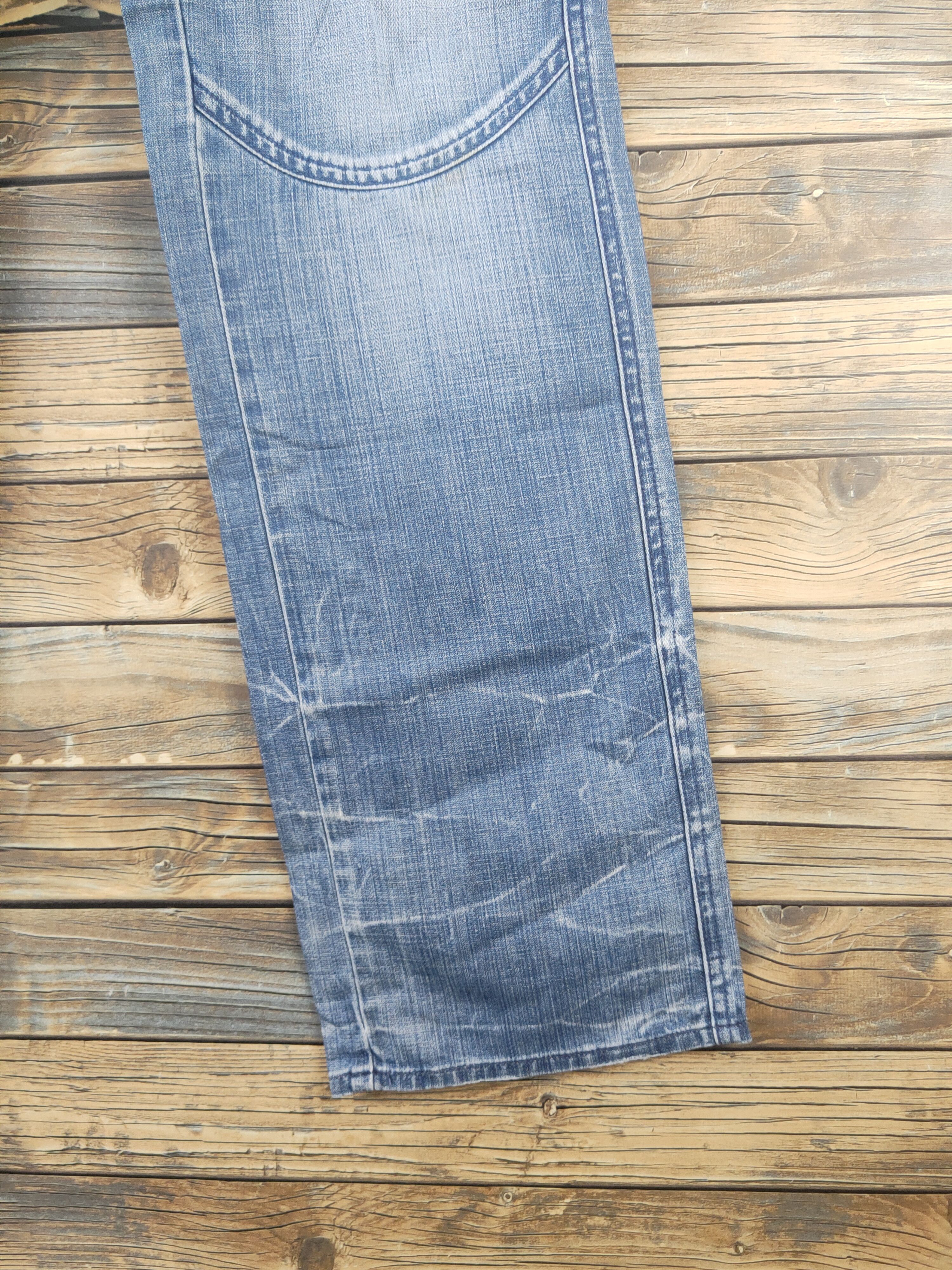 Japanese Brand DL Bartack Blue Distressed Ripped Jeans #1898 Size US 34 / EU 50 - 6 Thumbnail