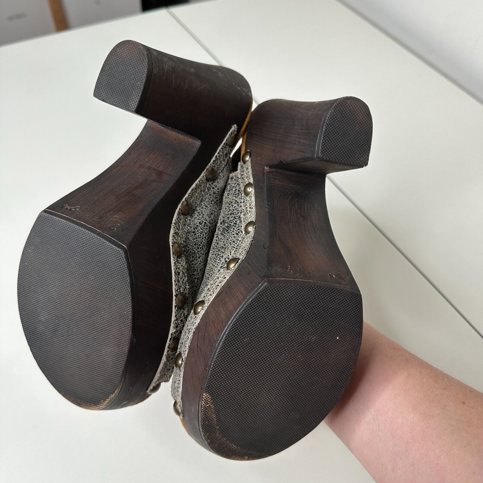 Other Sbicca Silver Leather Clunky Vintage Collection Open Toe 7 Size US 7 / IT 37 - 12 Thumbnail
