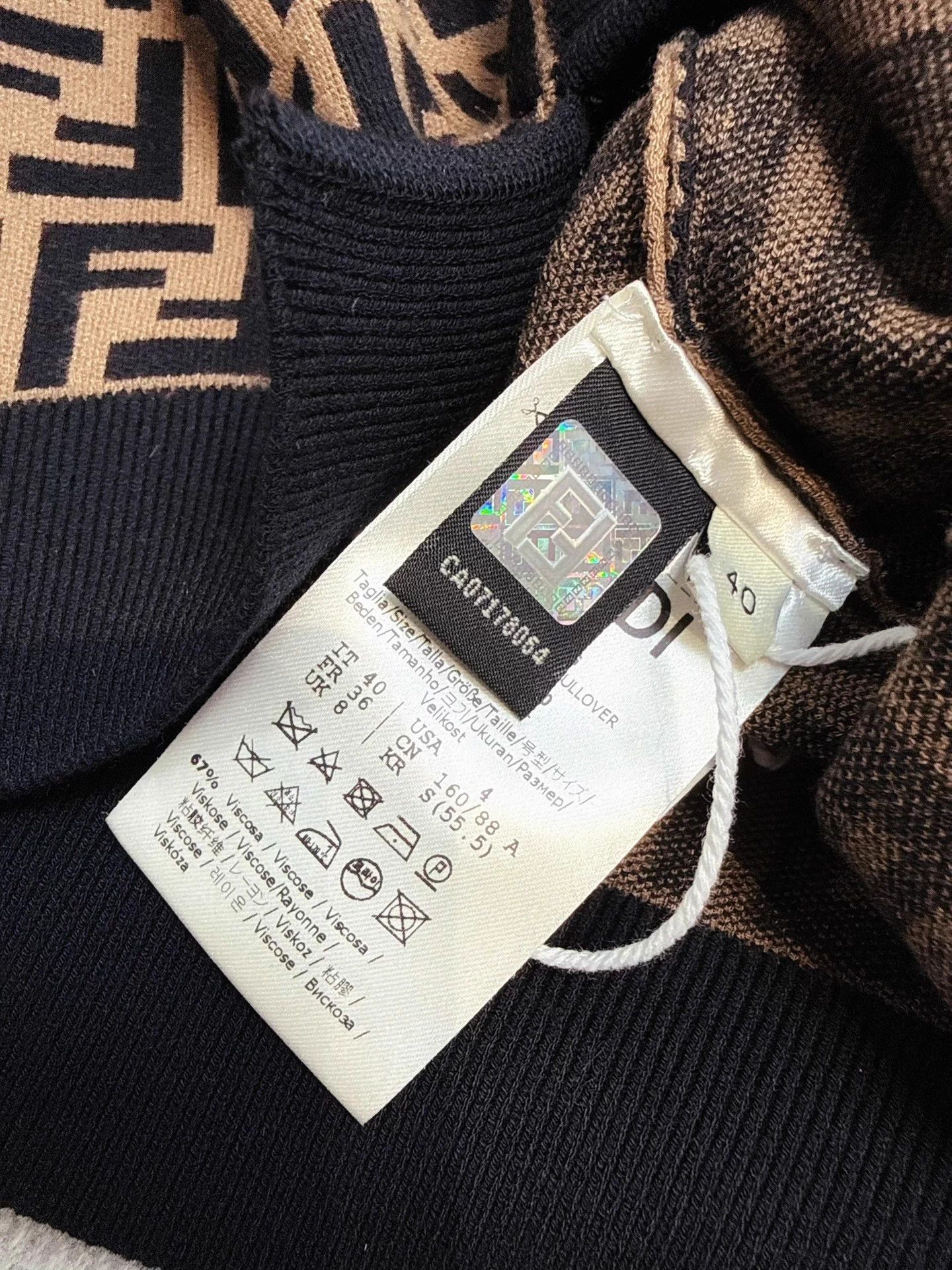 Fendi Fendi Brown FF Monogram Knit Top Size 40 Size M / US 6-8 / IT 42-44 - 3 Thumbnail