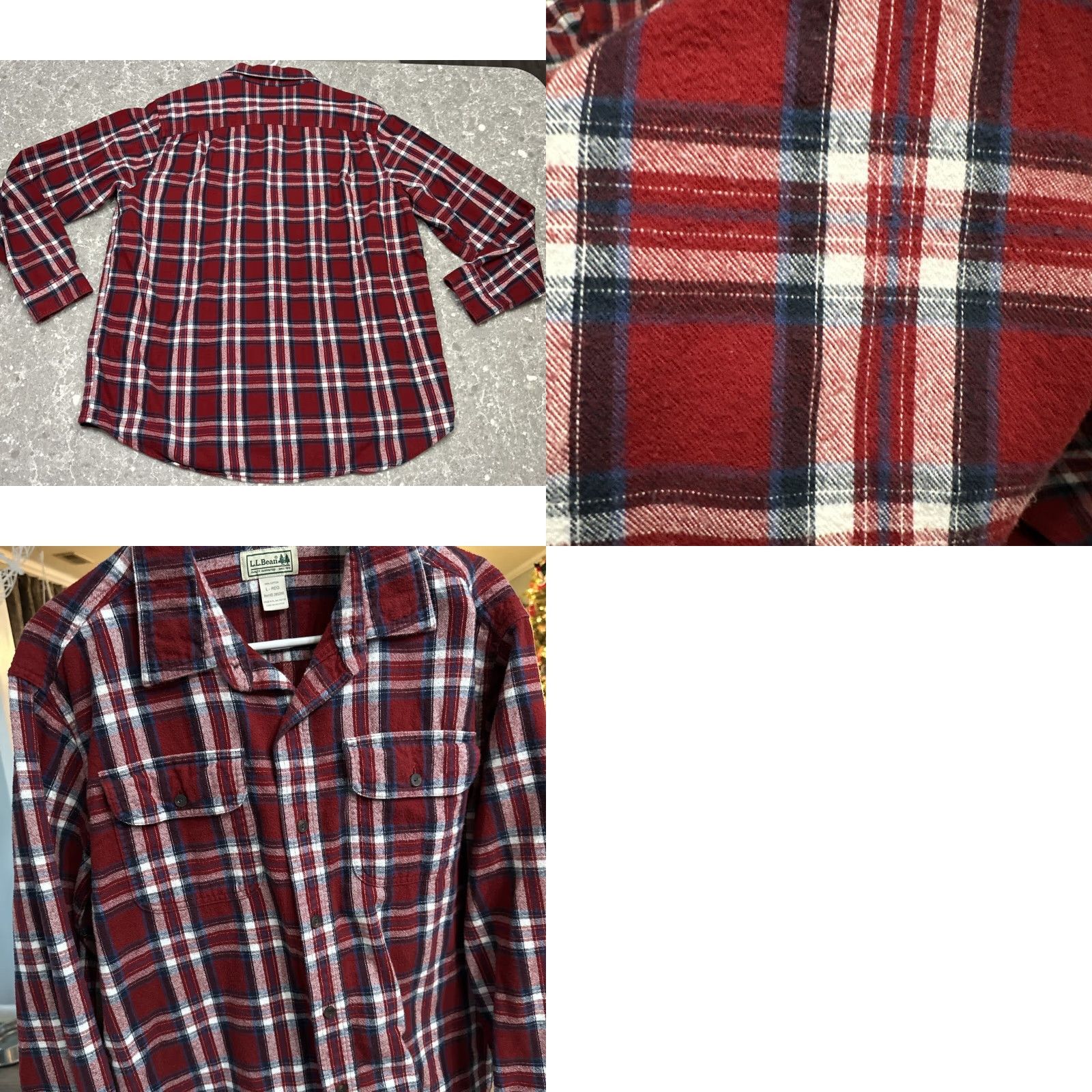Vintage LL Bean Shirt Men's Large Long Sleeve Red Plaid Flannel Button Down Pockets Size US L / EU 52-54 / 3 - 9 Thumbnail