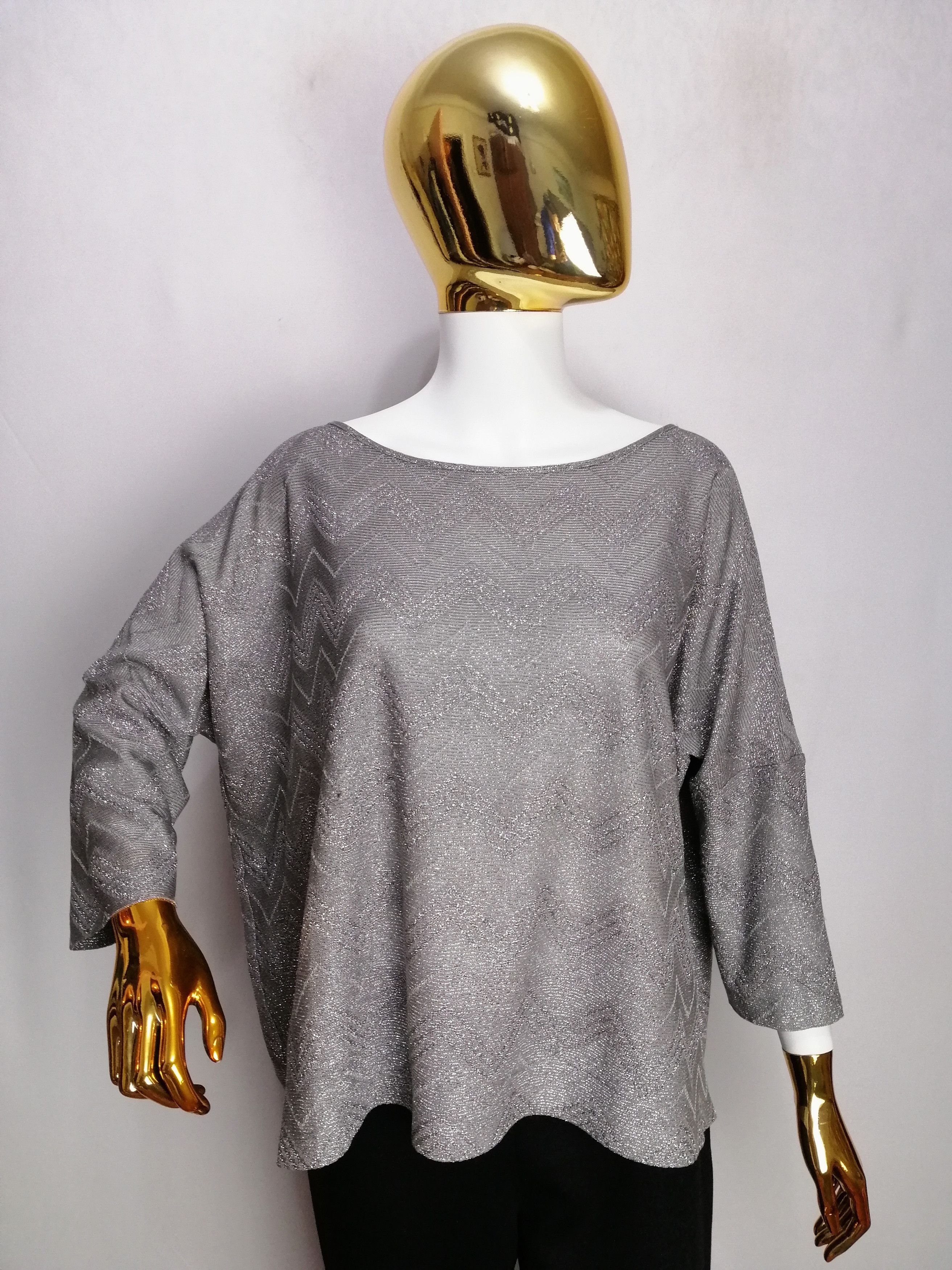 Missoni M MISSONI women’s zigzag silver metallic top Size ONE SIZE - 10 Thumbnail