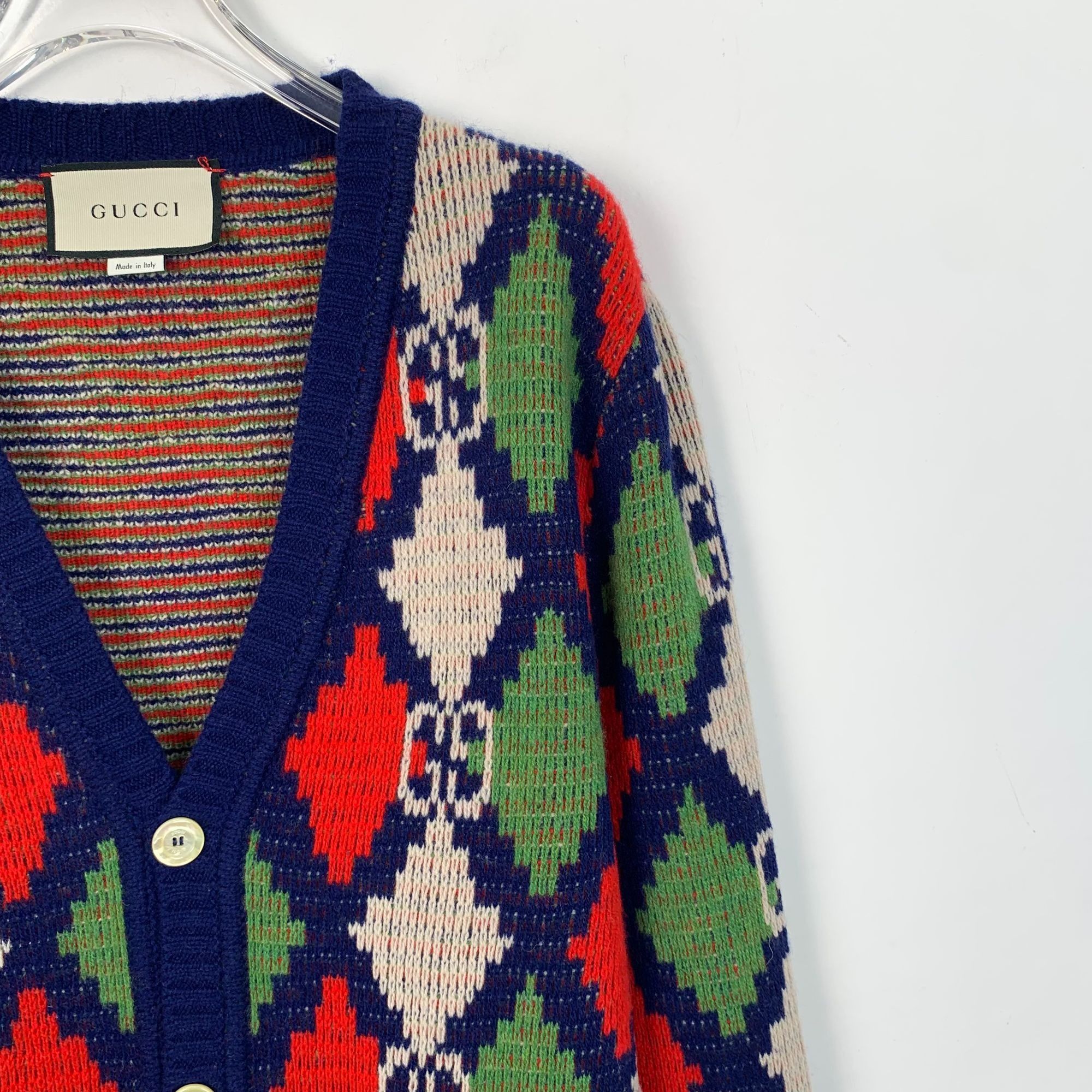 Gucci Gucci Wool & Cashmere Argyle Cardigan Sweater - Size S Size S / US 4 / IT 40 - 3 Thumbnail