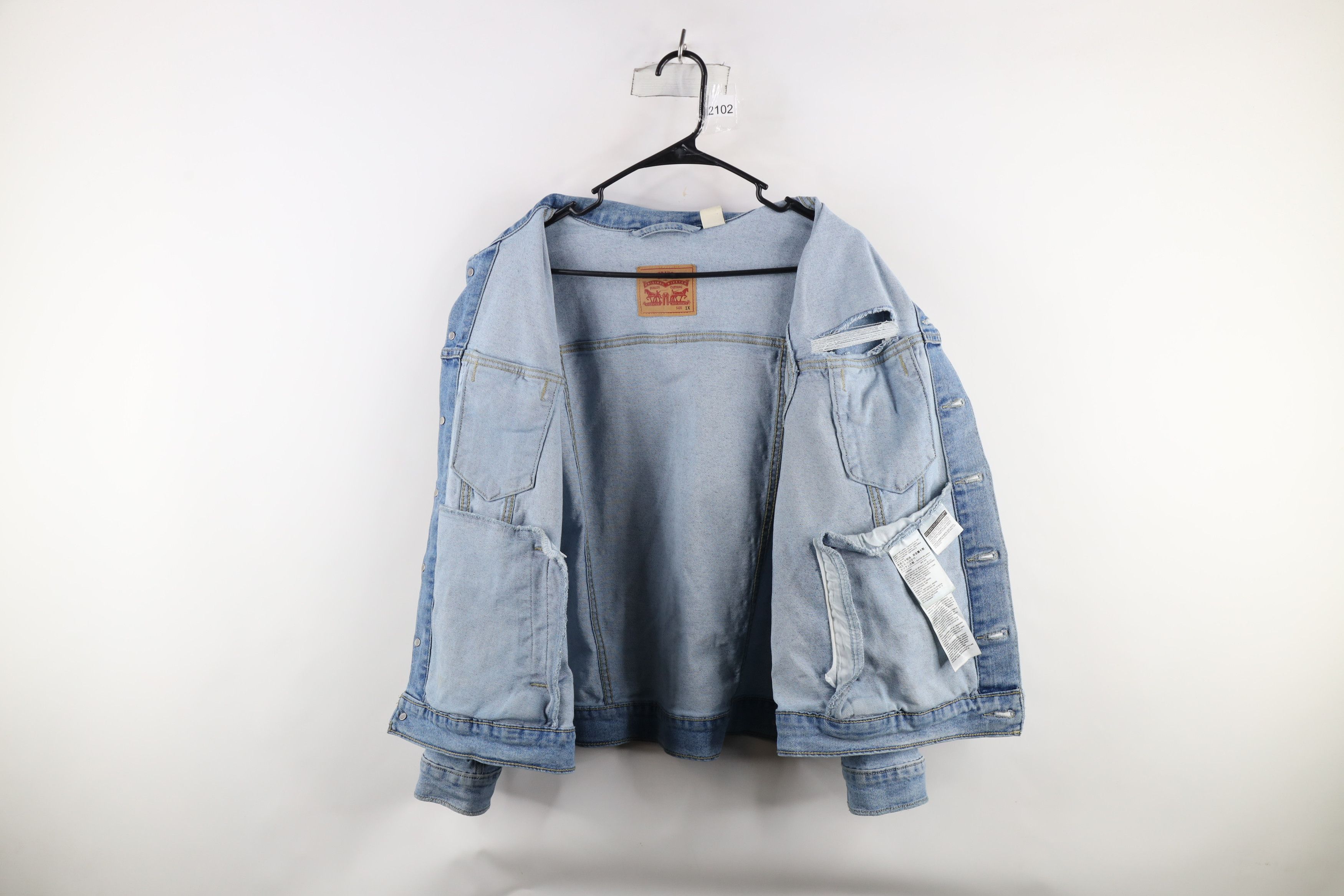 Levi's × Vintage Y2K Levis Stretch Full Button Denim Jean Trucker Jacket Size XL / US 12-14 / IT 48-50 - 11 Thumbnail