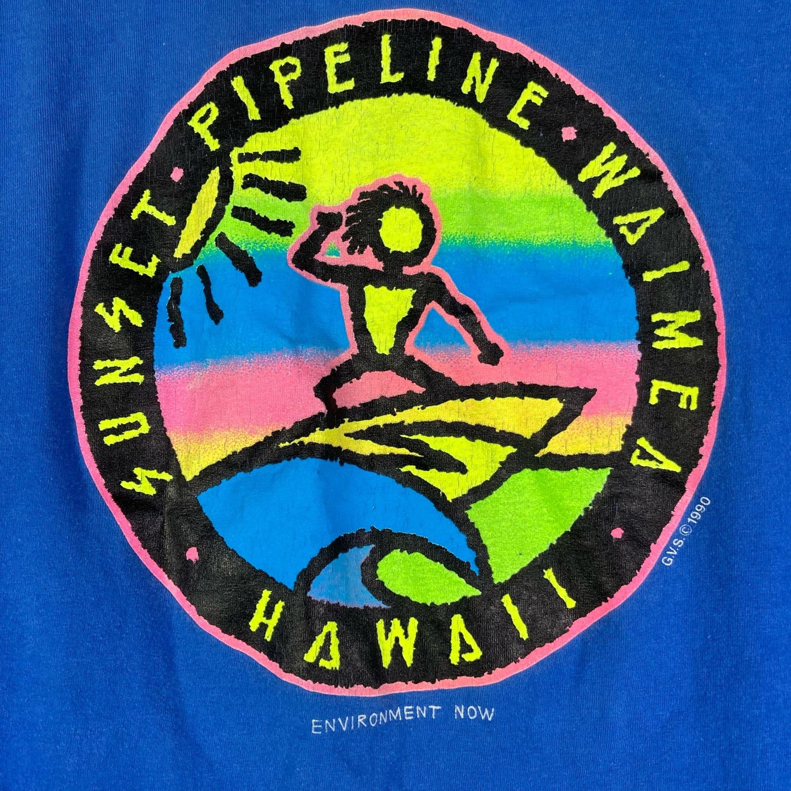 Hanes Waimea Hawaii Vintage Shirt 90s Mens Blue Adult Graphic XL Size US XL / EU 56 / 4 - 8 Thumbnail