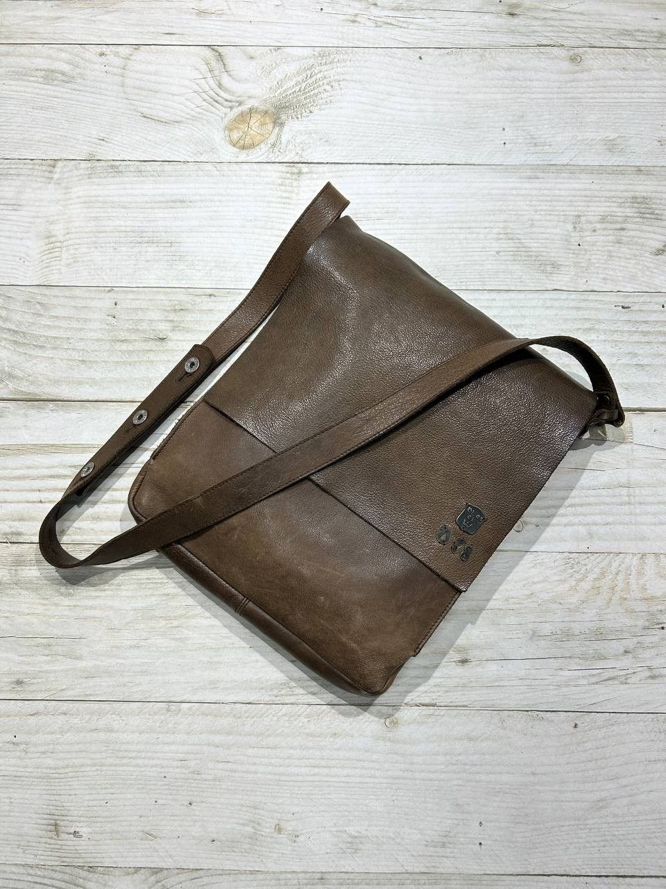 image of Vintage Diesel Leather Messengers Shoulders Big Bag Y2K 90's in Brown, Men's