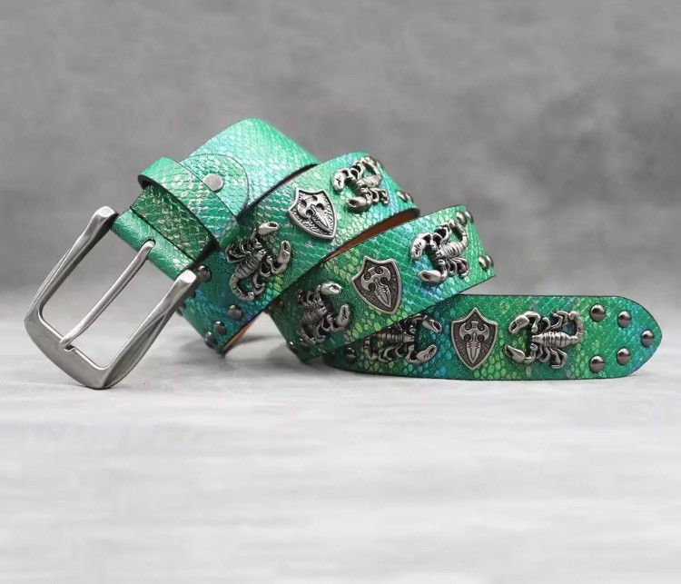 Cowboy Equipment 115 Cm scorpion Rivet PU Leather Belt Size ONE SIZE - 1 Thumbnail