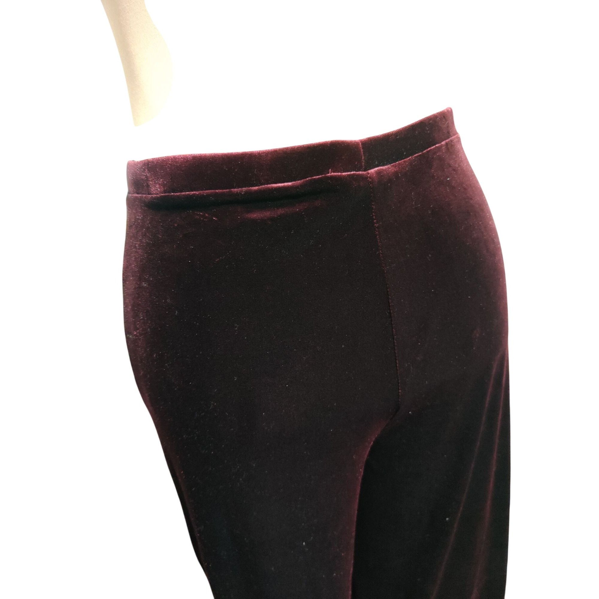 George George L Womens Pants Red Bordeaux Smooth Velvet Wide Leg St Size 35" - 5 Thumbnail