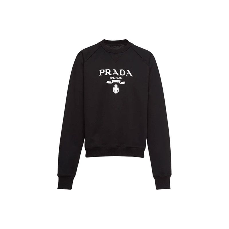 Prada Prada Black Logo Knit Long Sleeve Sweatshirt Size US S / EU 44-46 / 1 - 1 Thumbnail