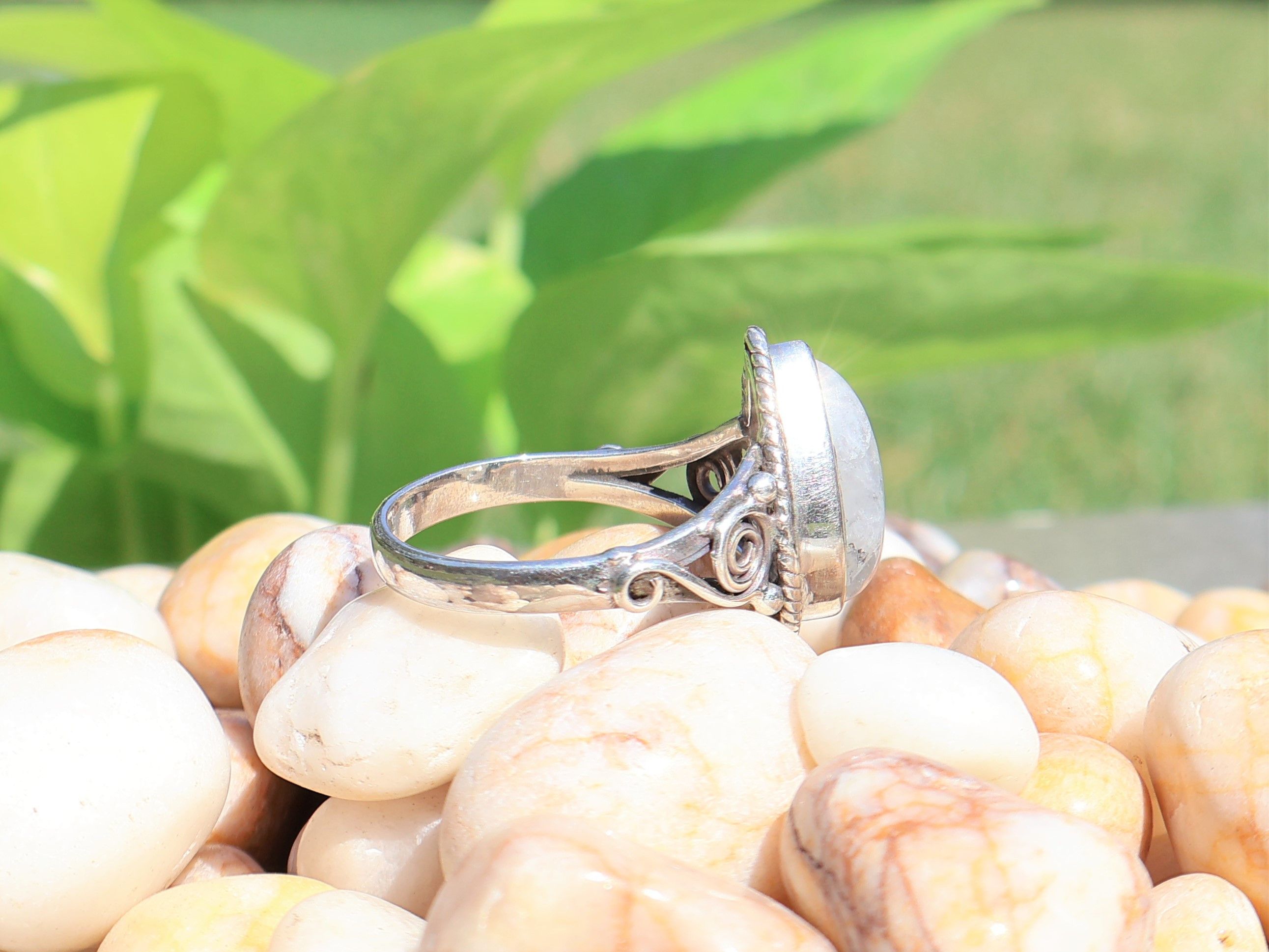 Handmade Rainbow Moonstone Ring, 925 Sterling Silver, Handmade Ring, Size ONE SIZE - 4 Thumbnail