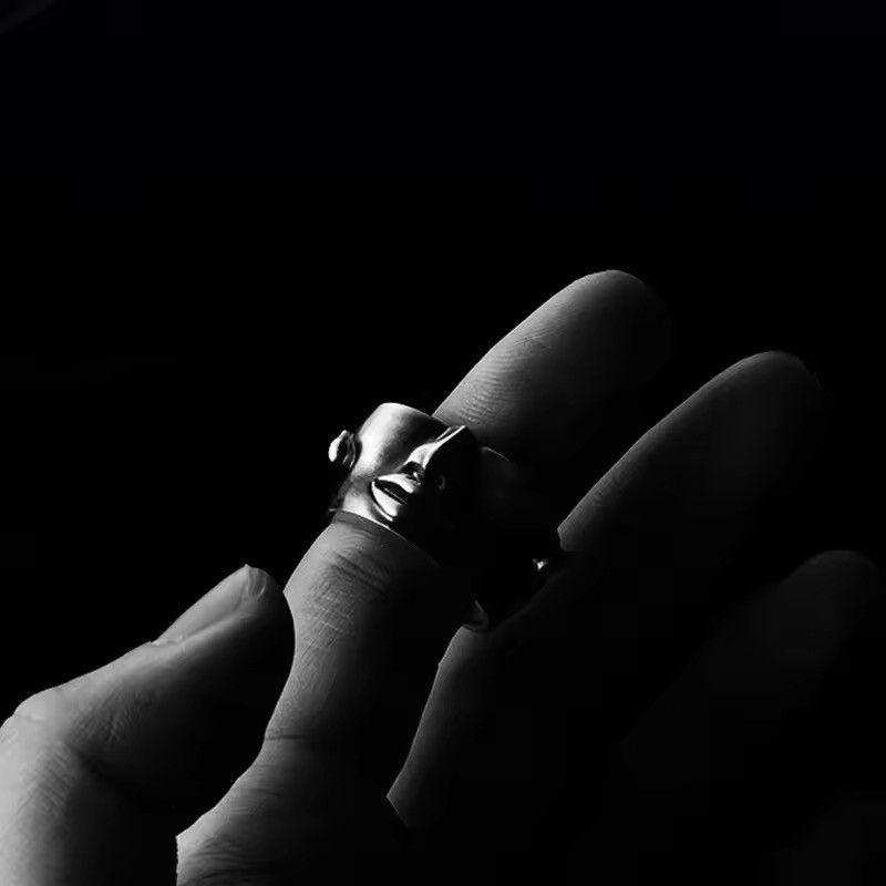 Designer Retro See No Evil Half Face Ring Size ONE SIZE - 4 Thumbnail