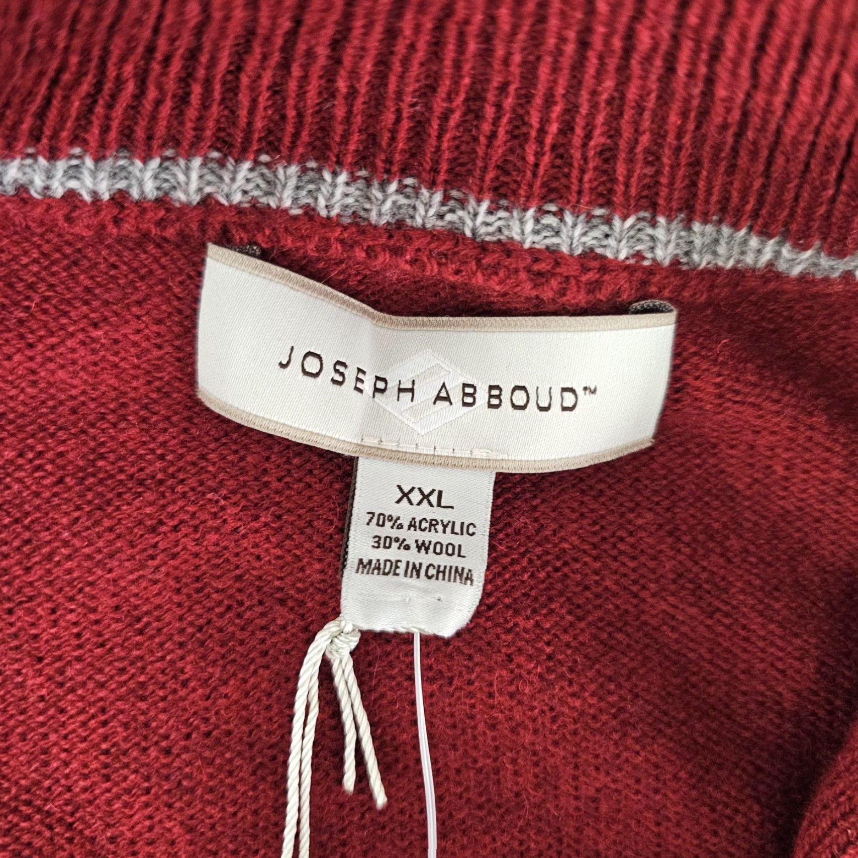 Joseph Abboud Joseph Abboud Sweater Mens 2XL Burgundy Shawl Collar Cable Knit Button Cardigan Mens Knitted Knit Solid Ribbed Cuff Hem Wool Acrylic 70/30 Size US XXL / EU 58 / 5 - 4 Thumbnail