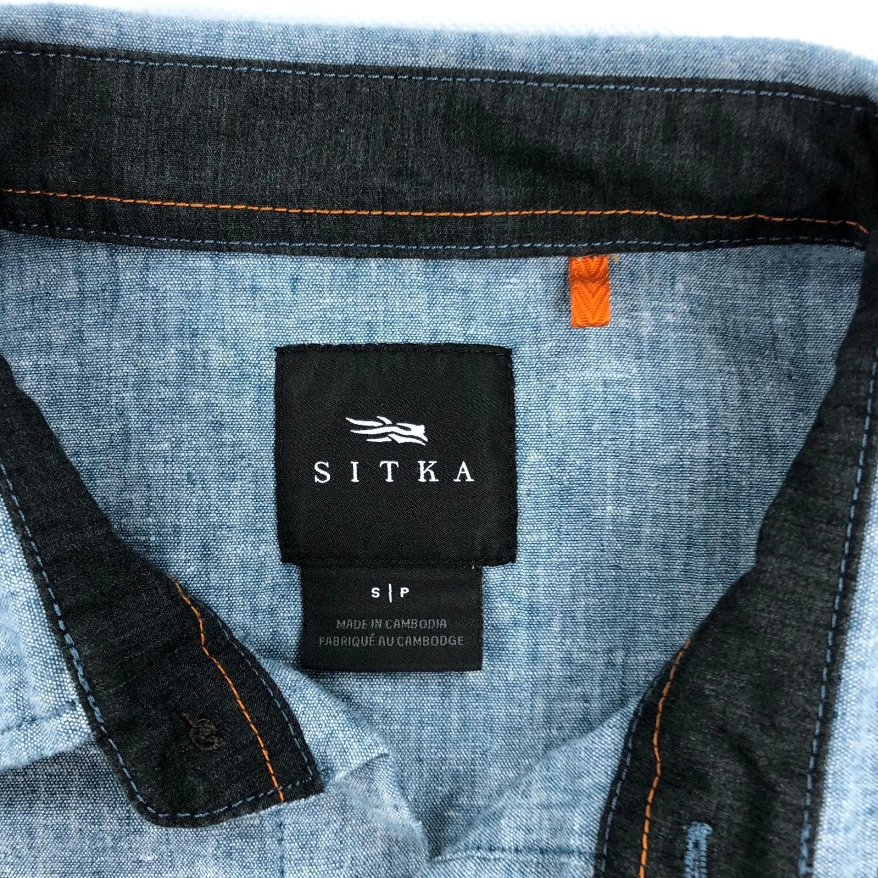 SITKA SITKA Shirt Short Sleeve Button Up Mens S Blue Heather Casual Travel Modern Outdoor 21" Chest Size US S / EU 44-46 / 1 - 4 Thumbnail