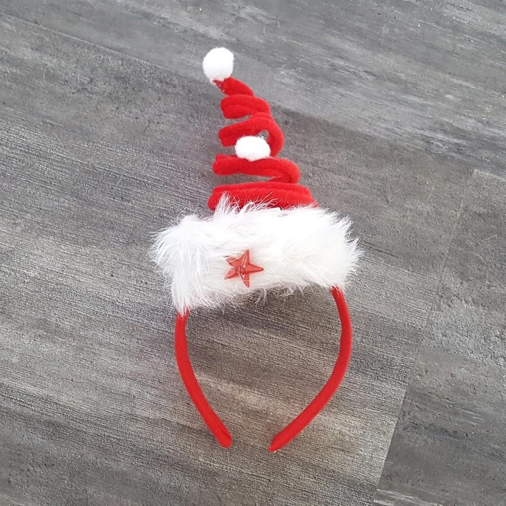 Designer Red White Fur Detailed Xmas Head Piece Size ONE SIZE - 1 Thumbnail