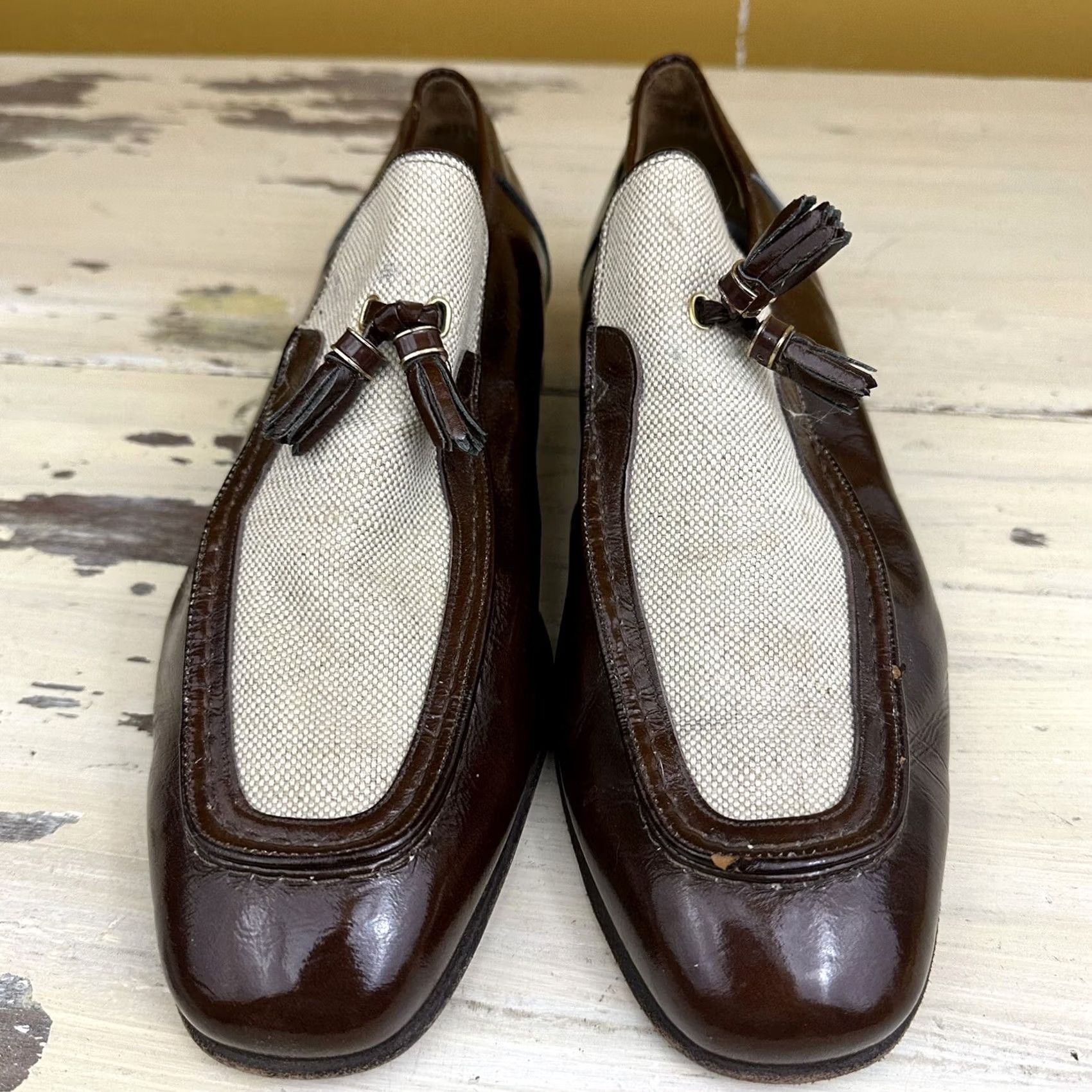 Johnston & Murphy men\'s woven leather brown tassel loafer sz 10.5M. Made in Ital Johnston & Murphy Domani Brown Woven Leather | Mercari main image 2