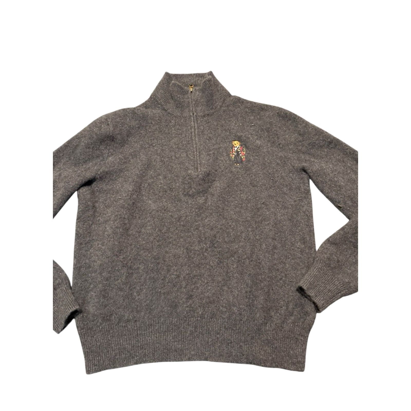 Ralph Lauren VINTAGE Ralph Lauren Polo Bear Sweater Mens L Gray Wool Cashmere Zip Knit Pullover Christmas Winter Tuxedo Tartan Regular Size US L / EU 52-54 / 3 - 2 Thumbnail