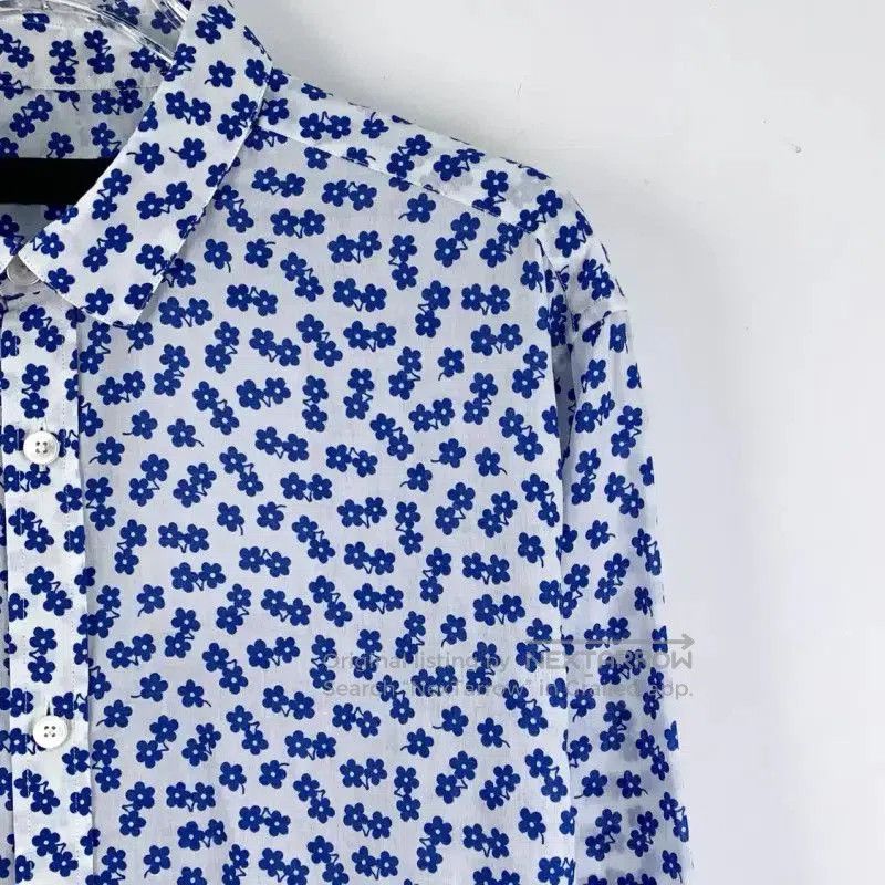 5351 POUR LES FEMMES Burberry Blue Cotton Floral Women's Shirt. Size XXS / US 00 / IT 34 - 3 Thumbnail