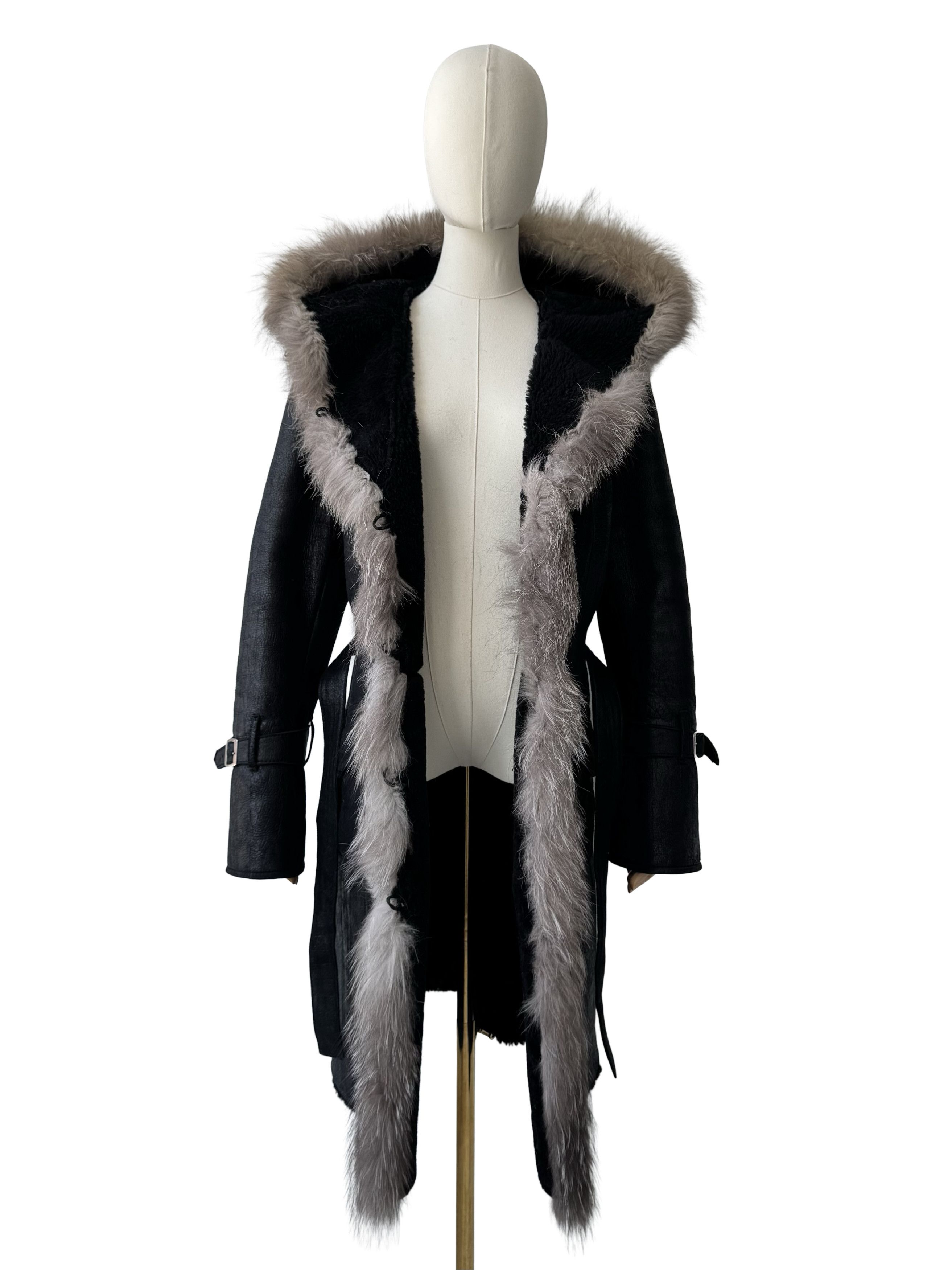Vintage Vintage Real Sheepskin Hooded Coat With Real Fur Details Size S / US 4 / IT 40 - 4 Thumbnail
