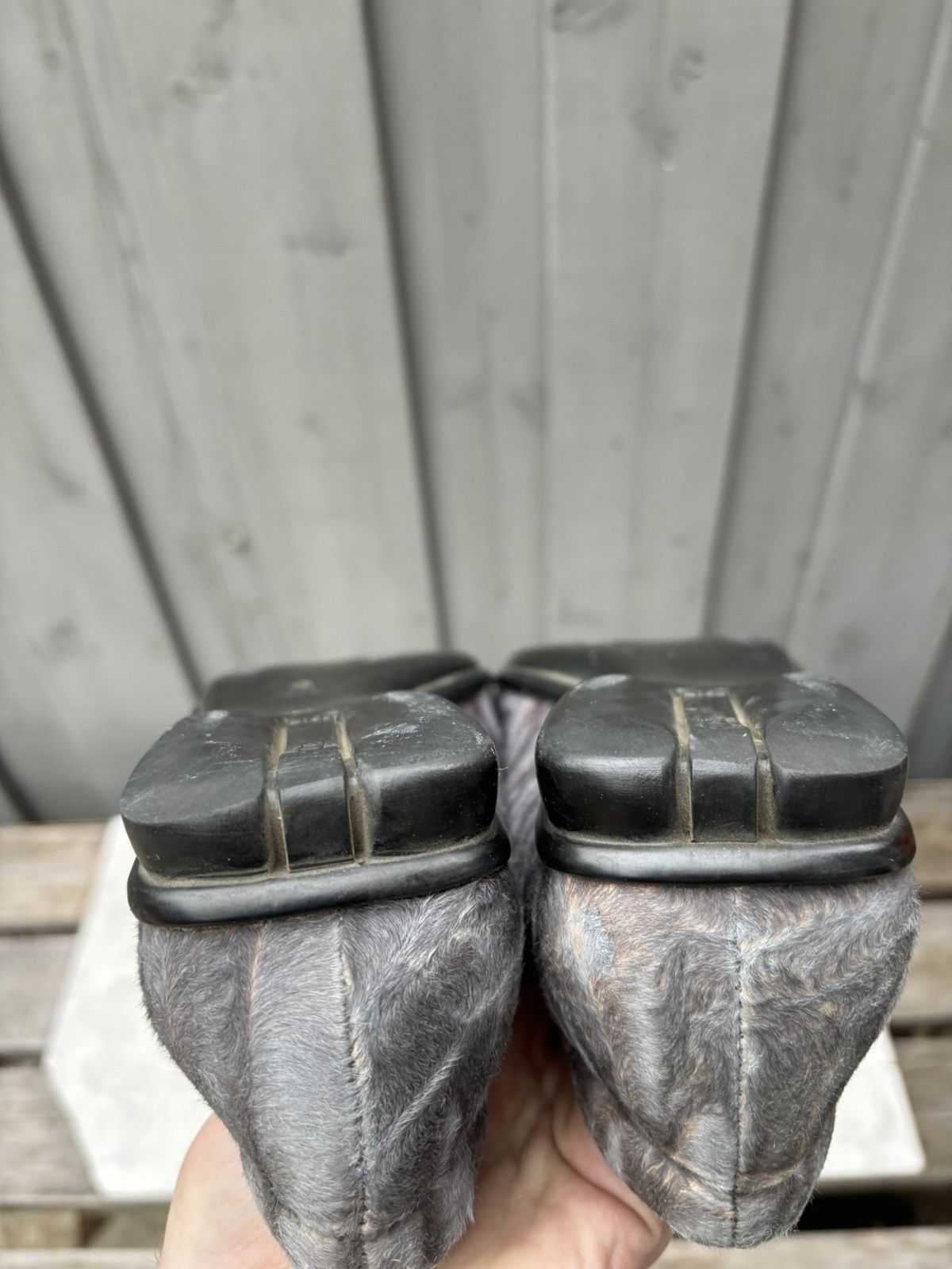 Prada × Vintage 1990s Prada Pony Hair Loafers Vintage Square Toe Fur Womens Size US 7 / IT 37 - 10 Thumbnail