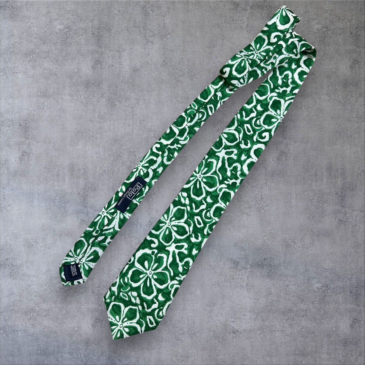 Handmade × Polo Ralph Lauren × Vintage Ralph Lauren Polo Green Floral Tie Silk Handmade Vintage Size ONE SIZE - 3 Thumbnail