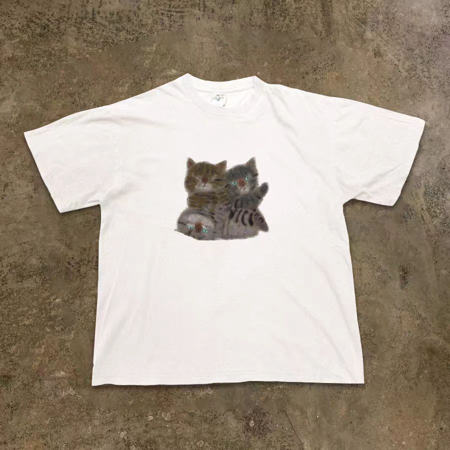 Vintage Cartoon cute cat print tshirt Size US M / EU 48-50 / 2 - 1 Thumbnail