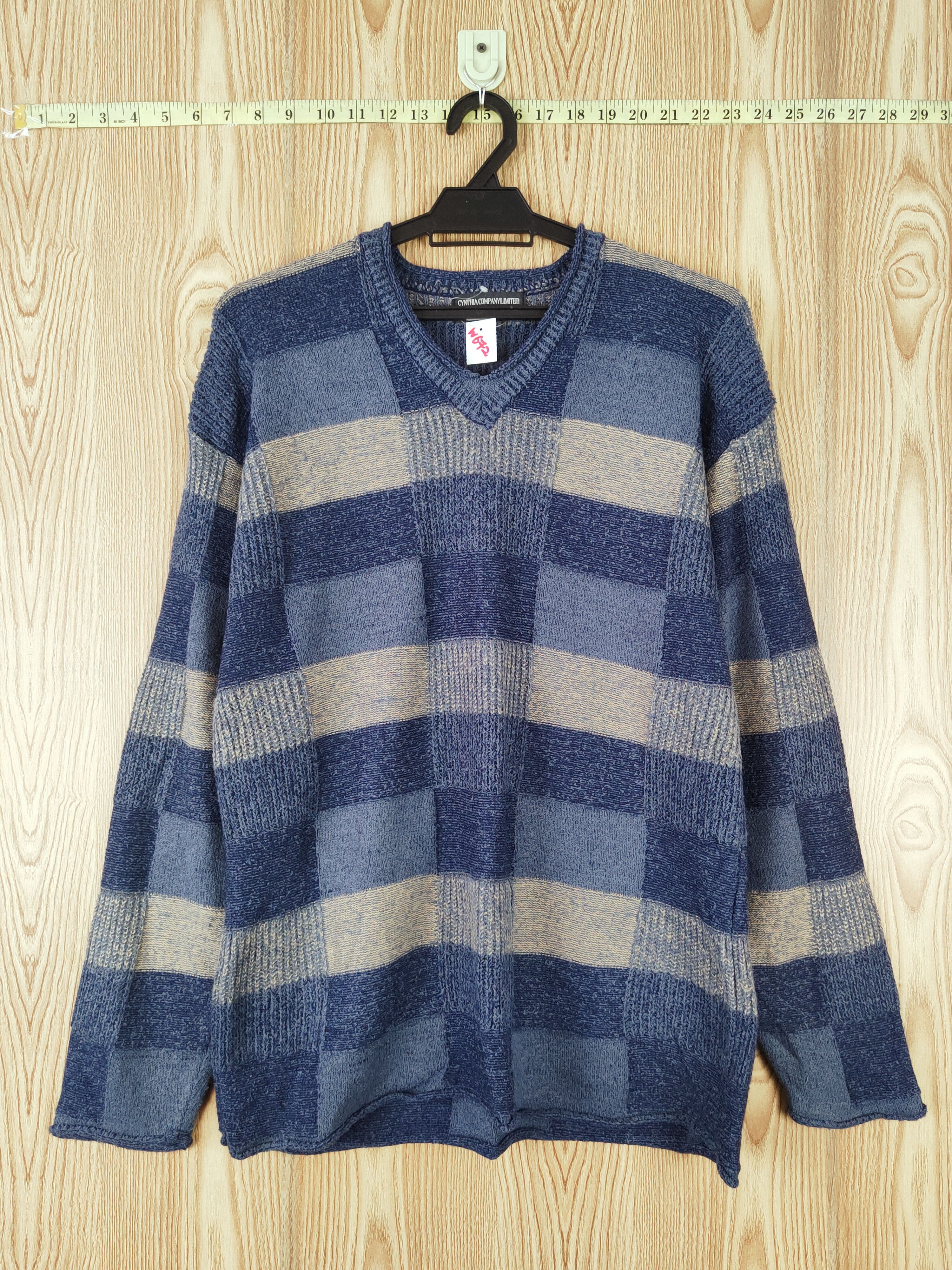 Homespun Knitwear × Japanese Brand × Vintage Cynthia Blue checkered Knitwear Sweatshirts #W672 Size US M / EU 48-50 / 2 - 1 Thumbnail