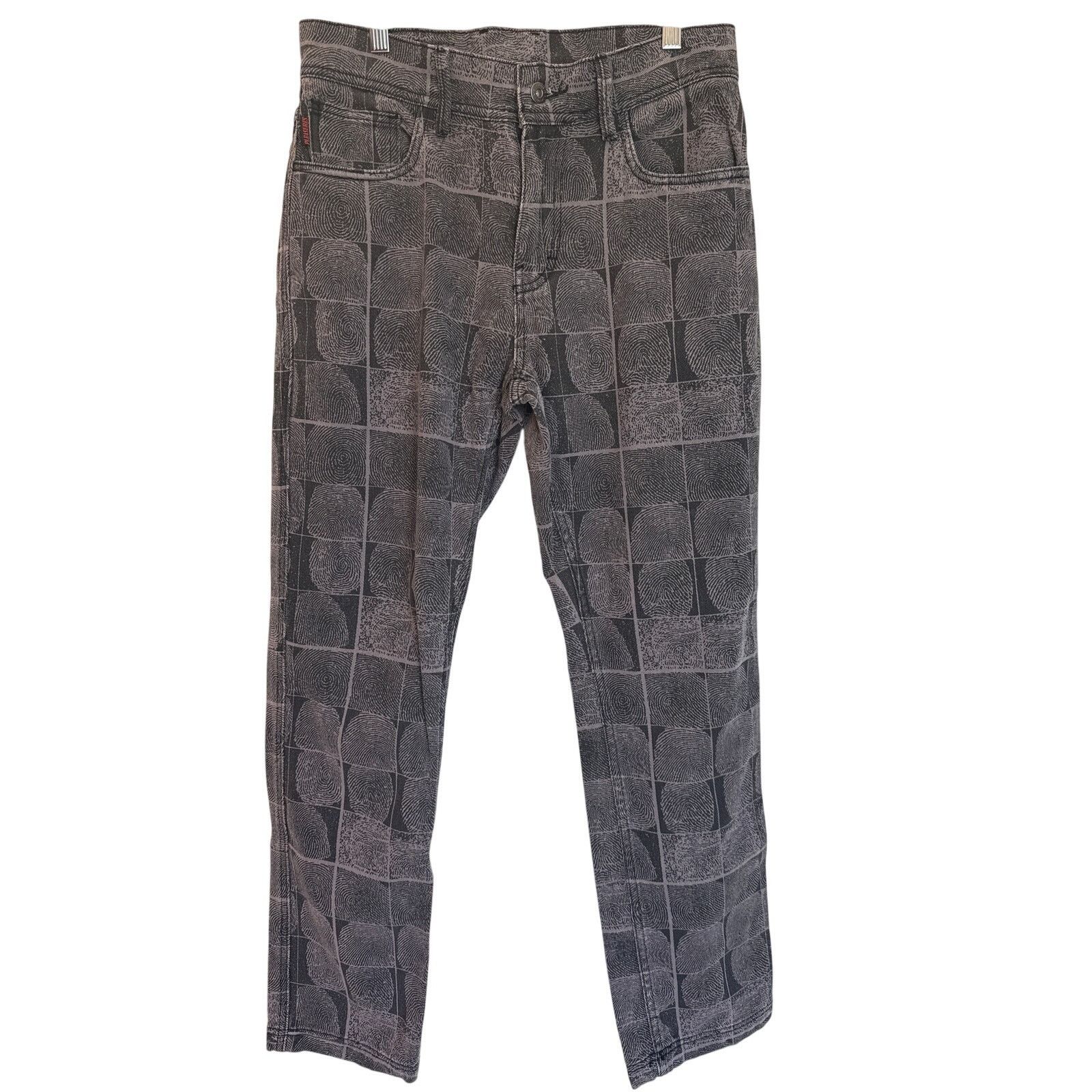 Pleasures Mens Print All Over Streetwear Jeans Purple Black