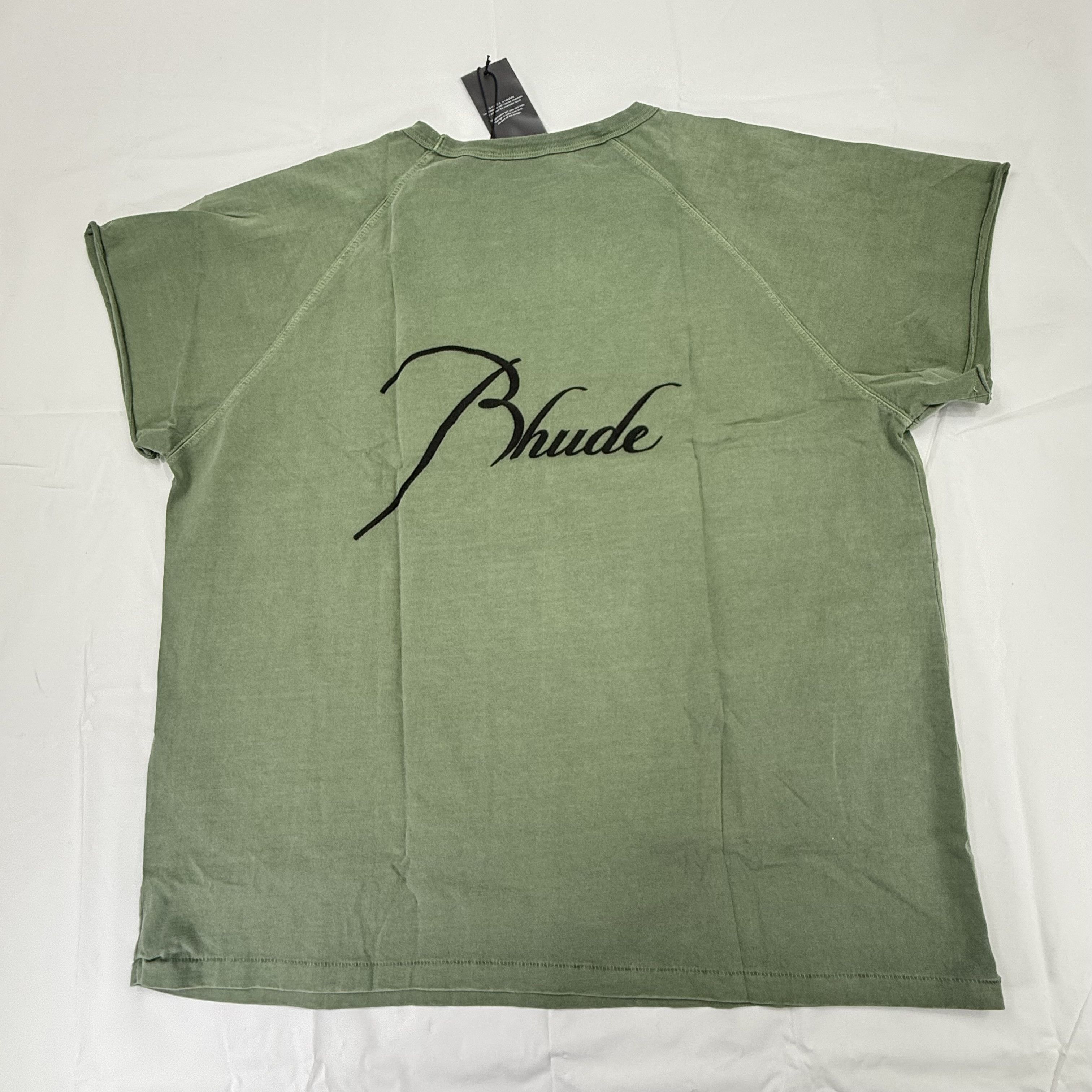 Rhude Rhude Script Logo Raglan T-Shirt Sage Green Washed 2XL Size US XXL / EU 58 / 5 - 1 Thumbnail