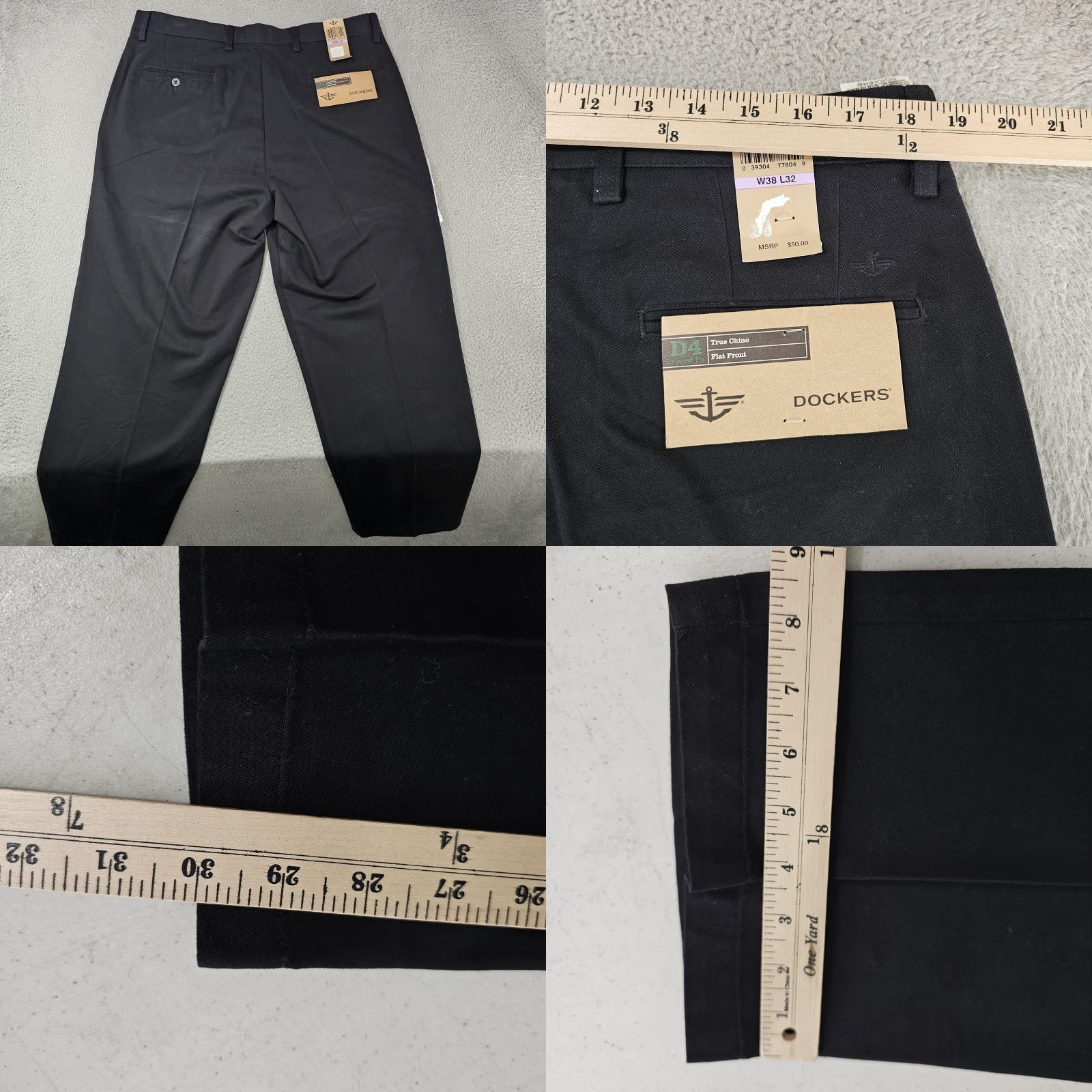 Dockers Dockers D4 Relaxed Fit True Chino Pants Mens 38x30 Black Flat Front Casual Business Workwear Size US 38 / EU 54 - 8 Thumbnail
