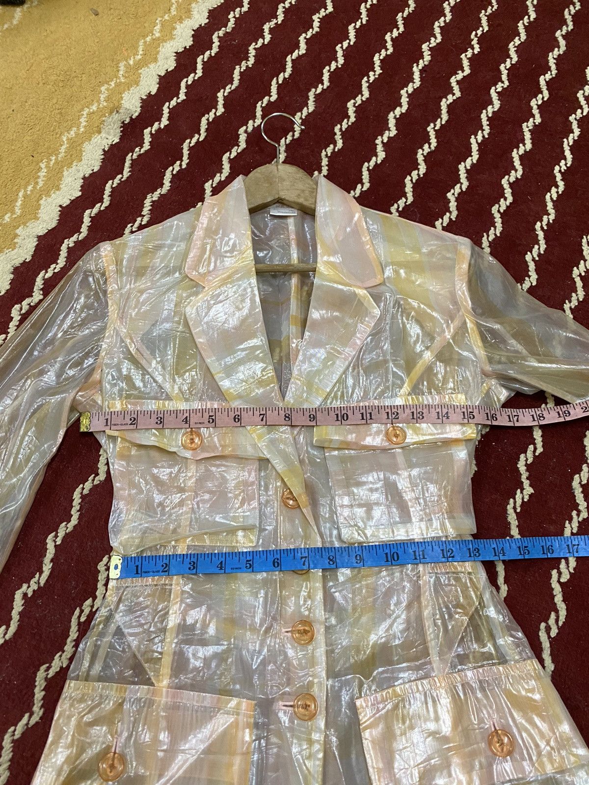 Vintage VINTAGE SS96 ISSEY MIYAKE PLASTIC TRANSPARENT PLAID SHEER Size L / US 10 / IT 46 - 13 Thumbnail